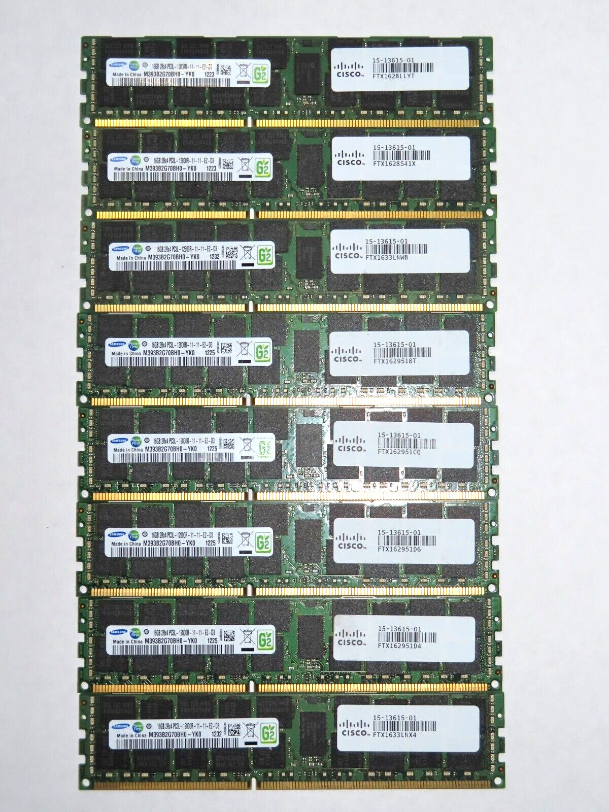 Lot of 58 Samsung 16GB 2Rx4 PC3L-12800R DDR3-1600 1.35V ECC REG RDIMM Server RAM