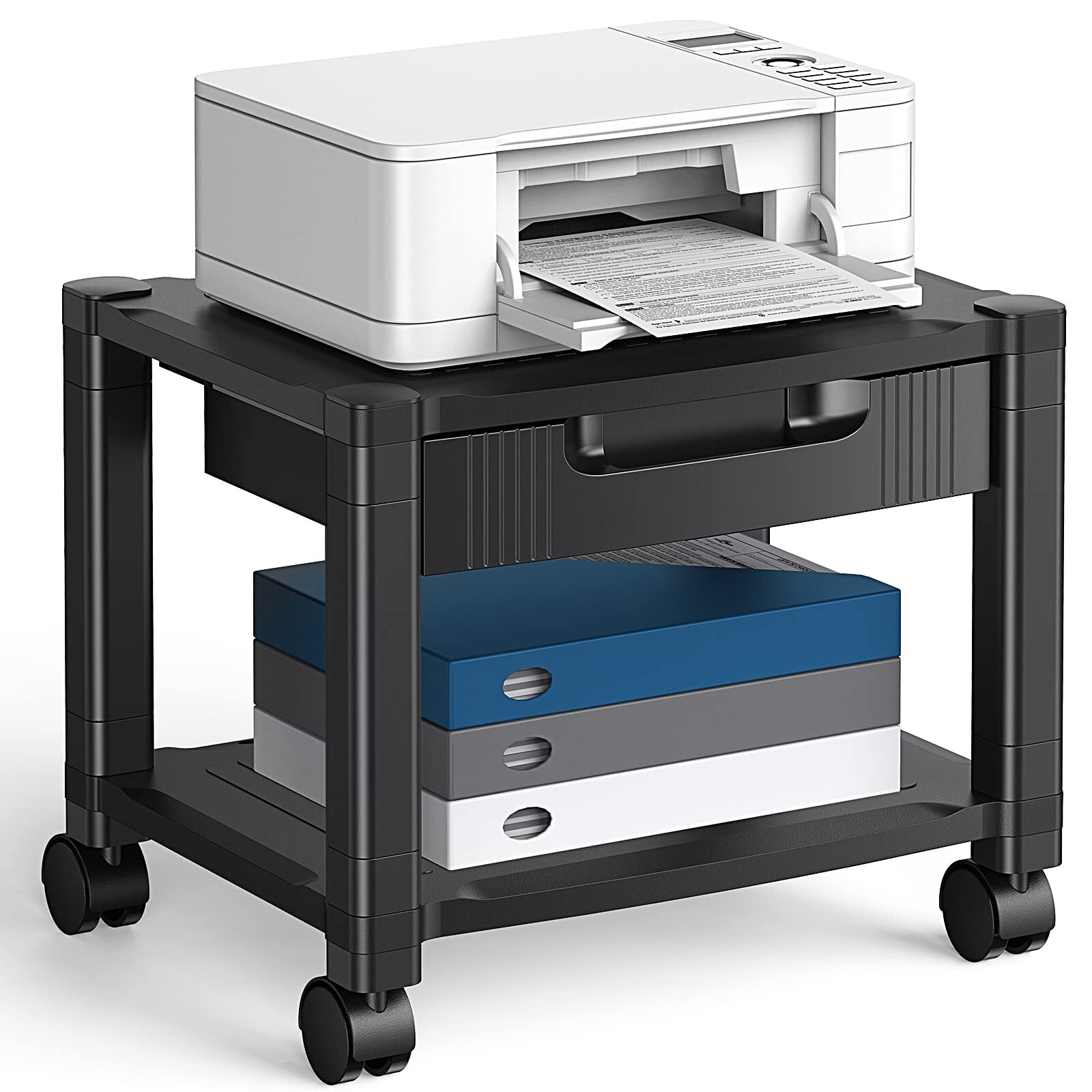 HUANUO Printer Stand with Cable Management and Storage Drawer, Printer Table ...