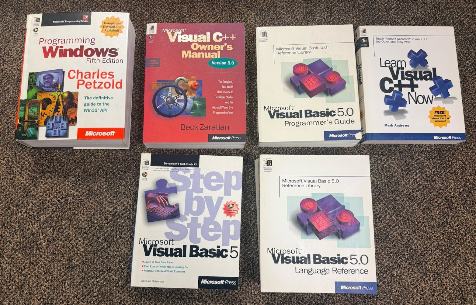 Vintage Microsoft Programming Book Lot Petzold Windows API Visual C++ VB5