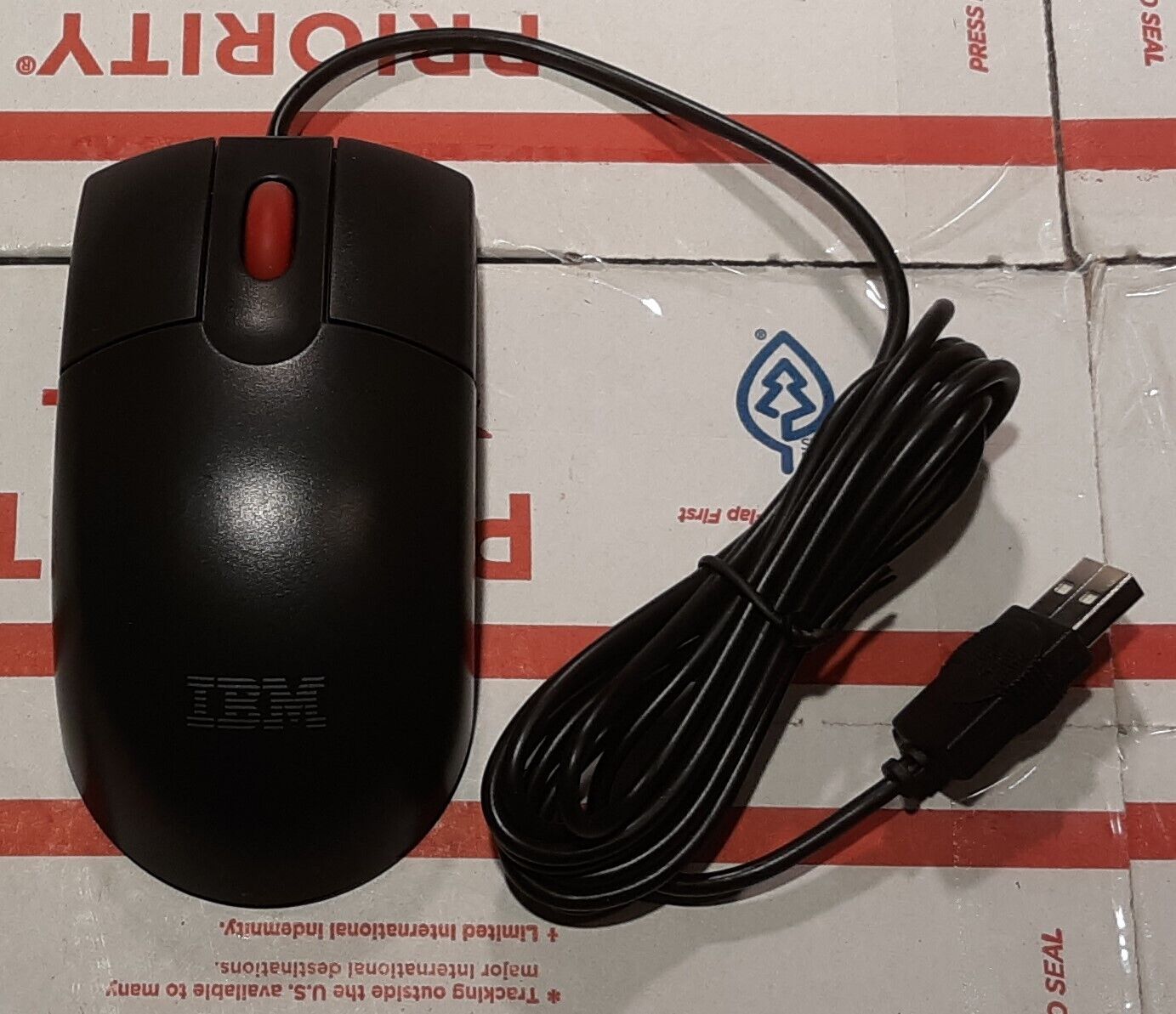 New, Vintage iBM #MO28UO 3 Button USB Optical Wheel Mouse. Tested.