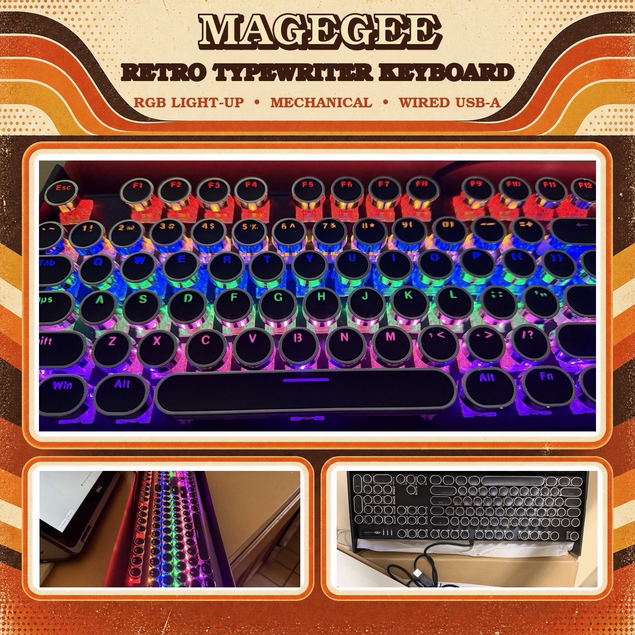 Retro RGB Gaming & Mechanical Keyboard – Gaming, Office & Everyday Use