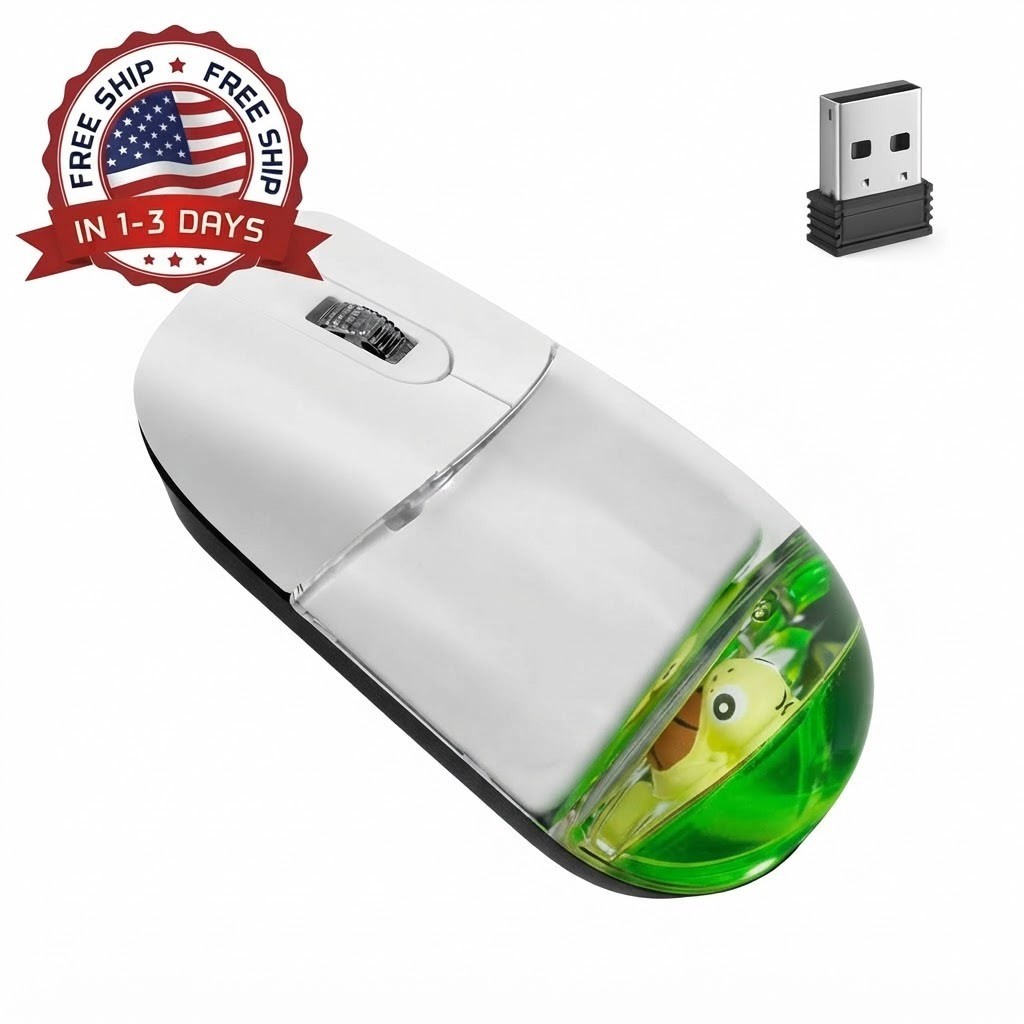 Frutiger Aero Aqua Mouse, Clear Green USB-C Rechargeable Wireless Mouse for PC