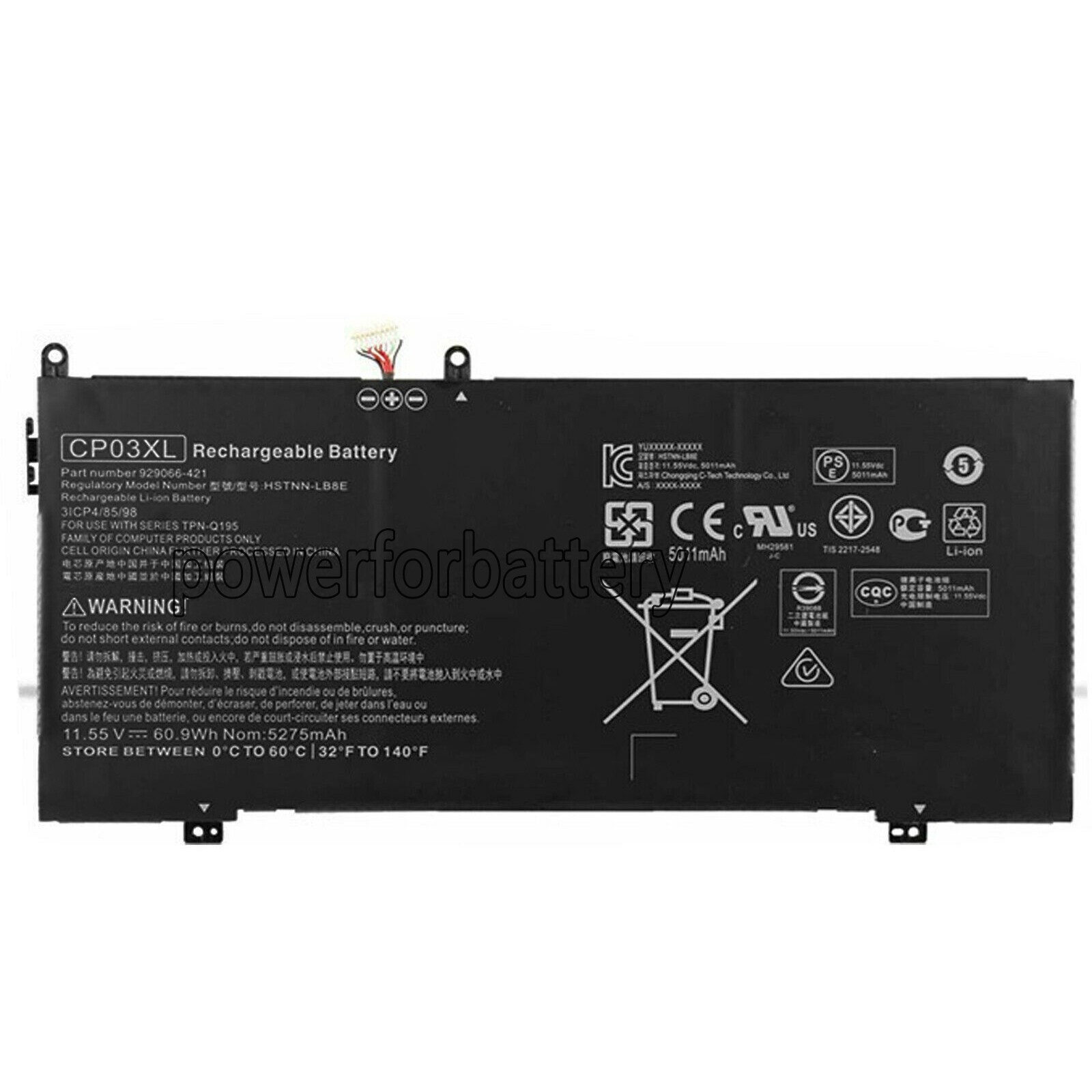 CP03XL Battery For HP Spectre X360 13 HSTNN-LB8E 929066-421 929072-855 TPN-Q199