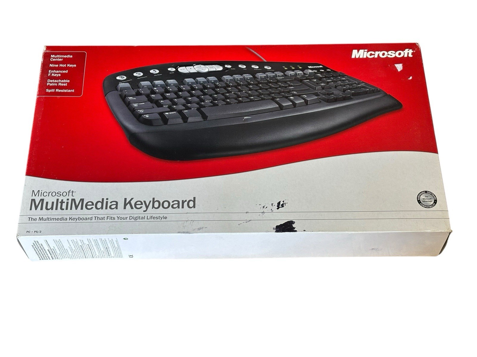 Microsoft MultiMedia Keyboard K49-00099 Black PS/2 New Open Box NOS Vintage
