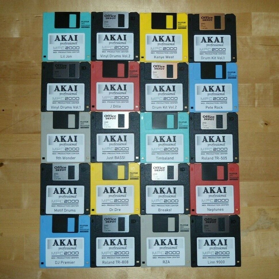 Akai MPC 2000 x20 Diskettes Drum Kit Sounds Samples Floppies Floppy