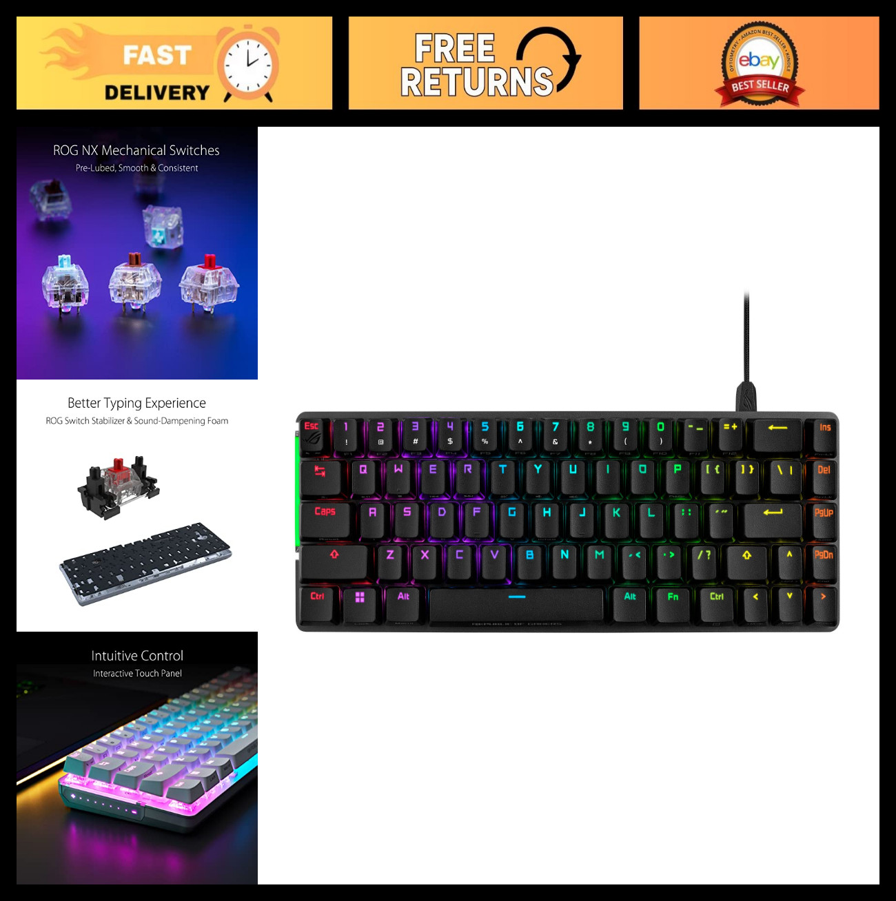 Compact 65% RGB Mechanical Gaming Keyboard - Wireless, Programmable, Backlit