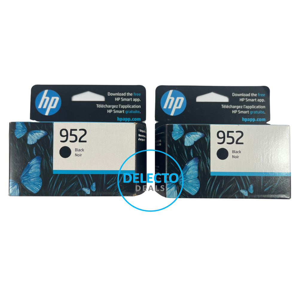 GENUINE 2-PACK HP 952 BLACK INK CARTRIDGES 3YP21AN NEW SEALED BOXES 6/2026+
