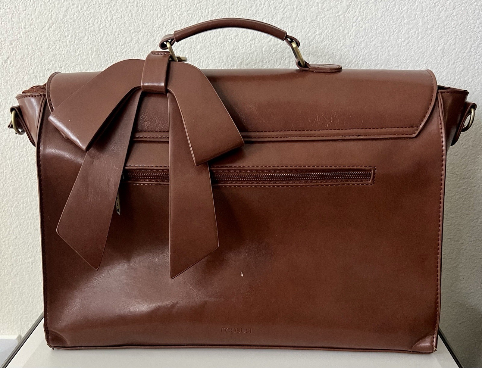 Ecosusi Messenger Cross Body Laptop Bag for Women 15.6 inch Leather Briefcase