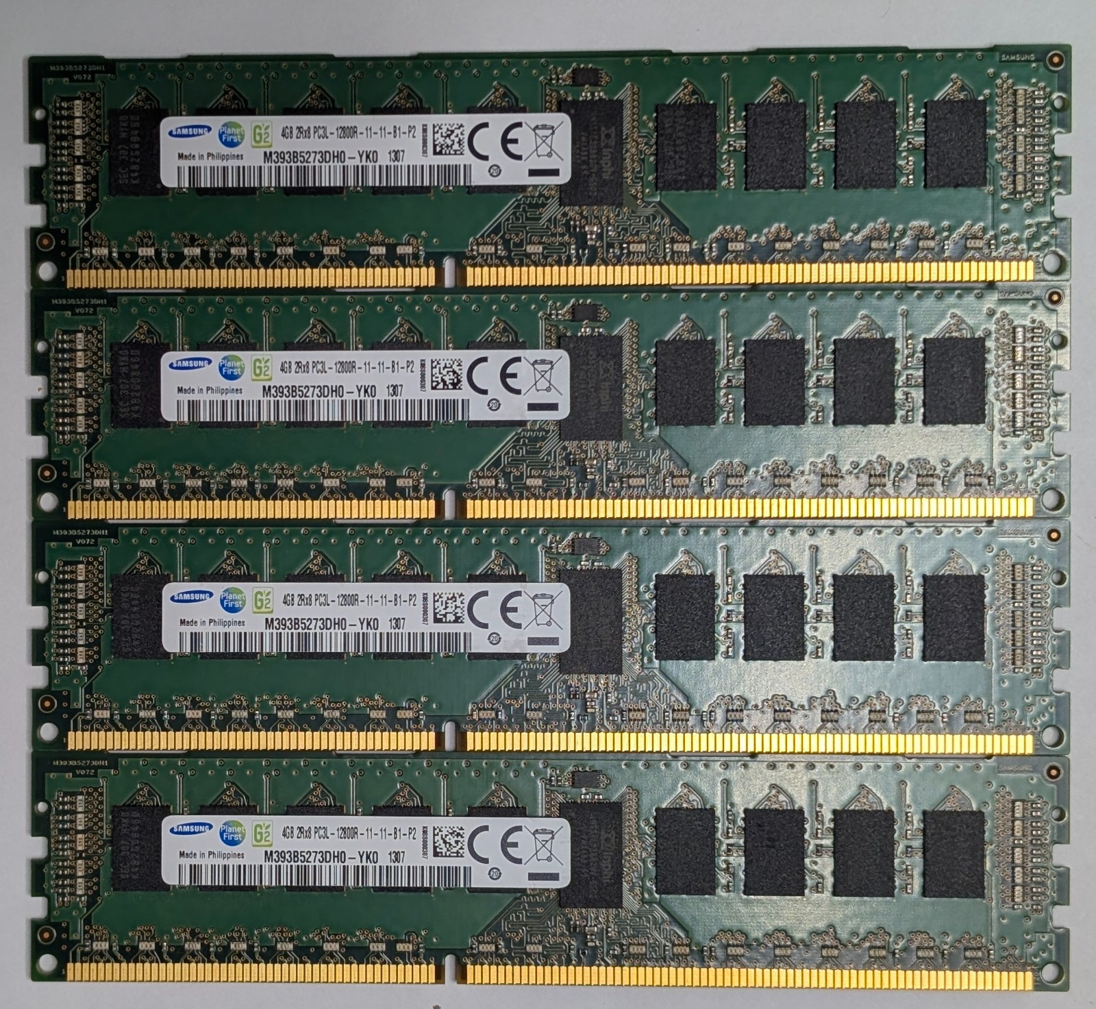 Lot of 4 Samsung 4GB 2Rx8 PC3L-12800R DDR3 1600MHz ECC REG Server RAM M393B5273D