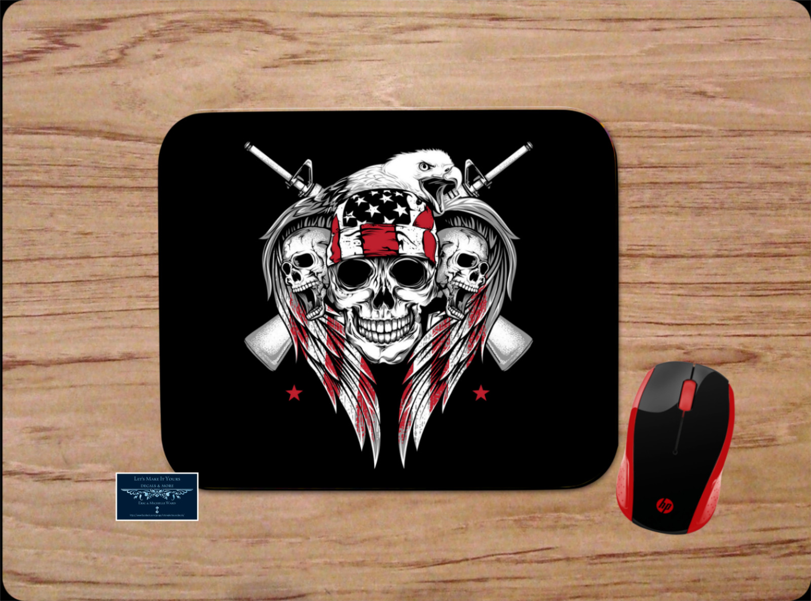 AMERICAN FLAG SKULL EAGLE WINGS PATRIOTIC PC GAMING DESK MAT MOUSE PAD GIFT