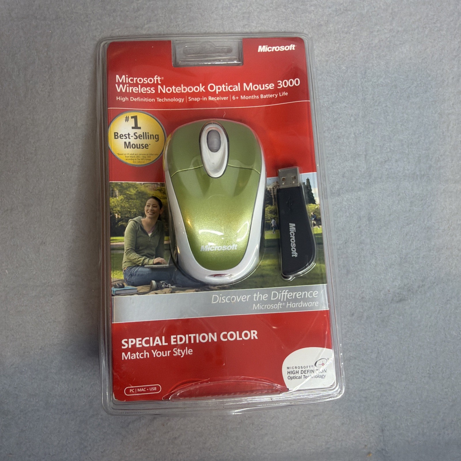 Microsoft Notebook 3000 Wireless Optical MOUSE Green - NEW