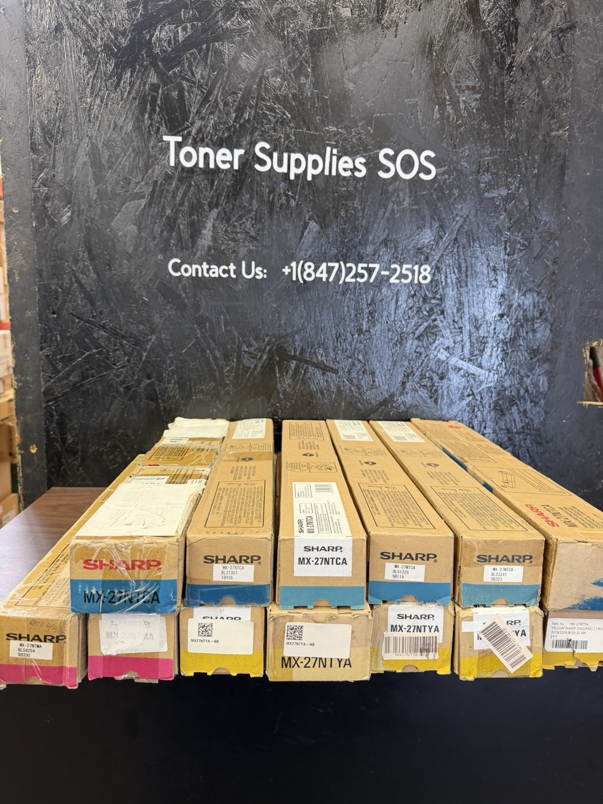 Genuine Lot of 12 Sharp MX-27NT Toner Cartridges: 2 Magenta 5 Yellow 6 Cyan