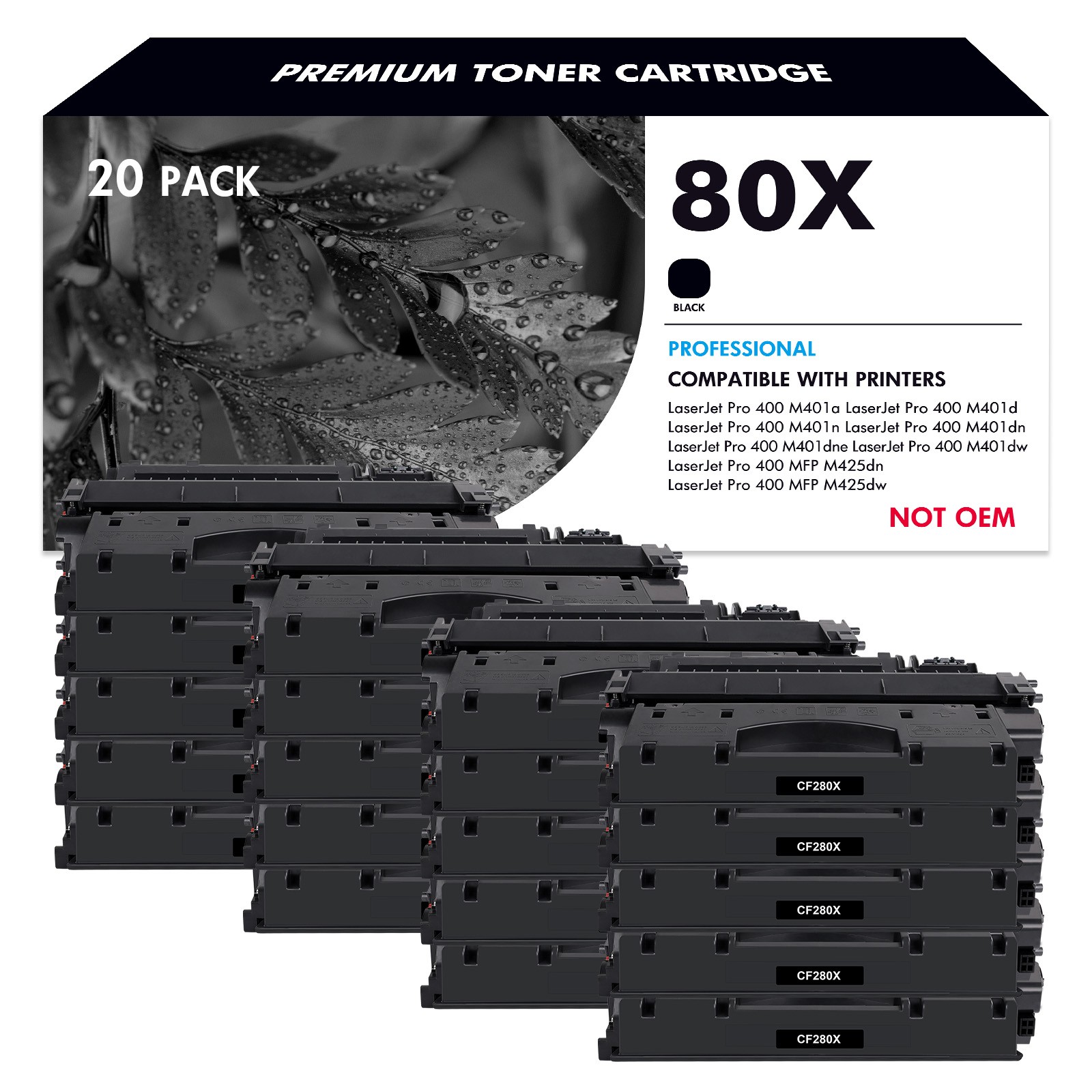 20-PK CF280X High Yield Toner Cartridge For HP LaserJet Pro 400 M425dn P2035