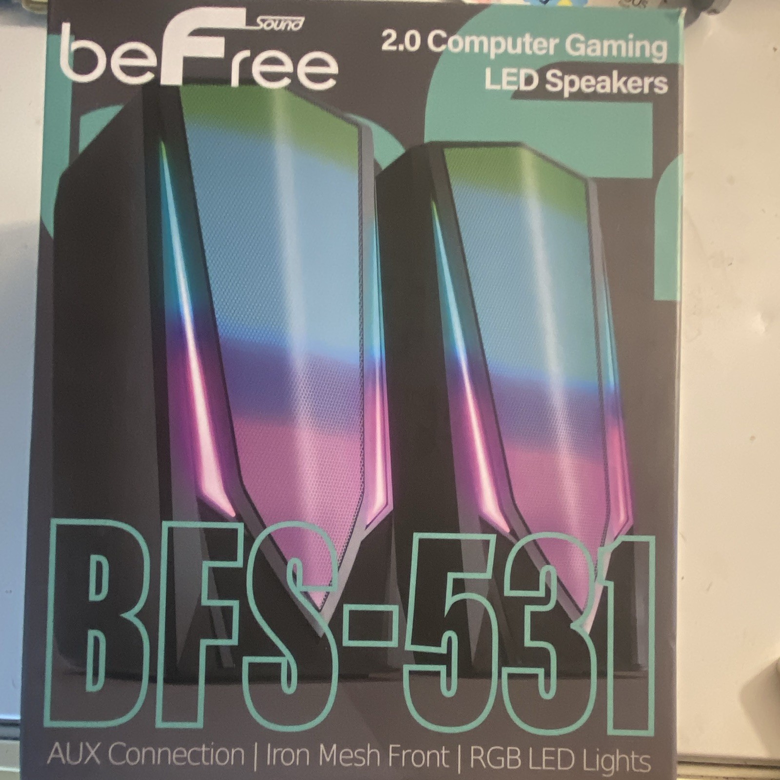 beFree Sound BFS-531 2.0 Gaming RGB LED Computer Speakers, Black, USB/AUX