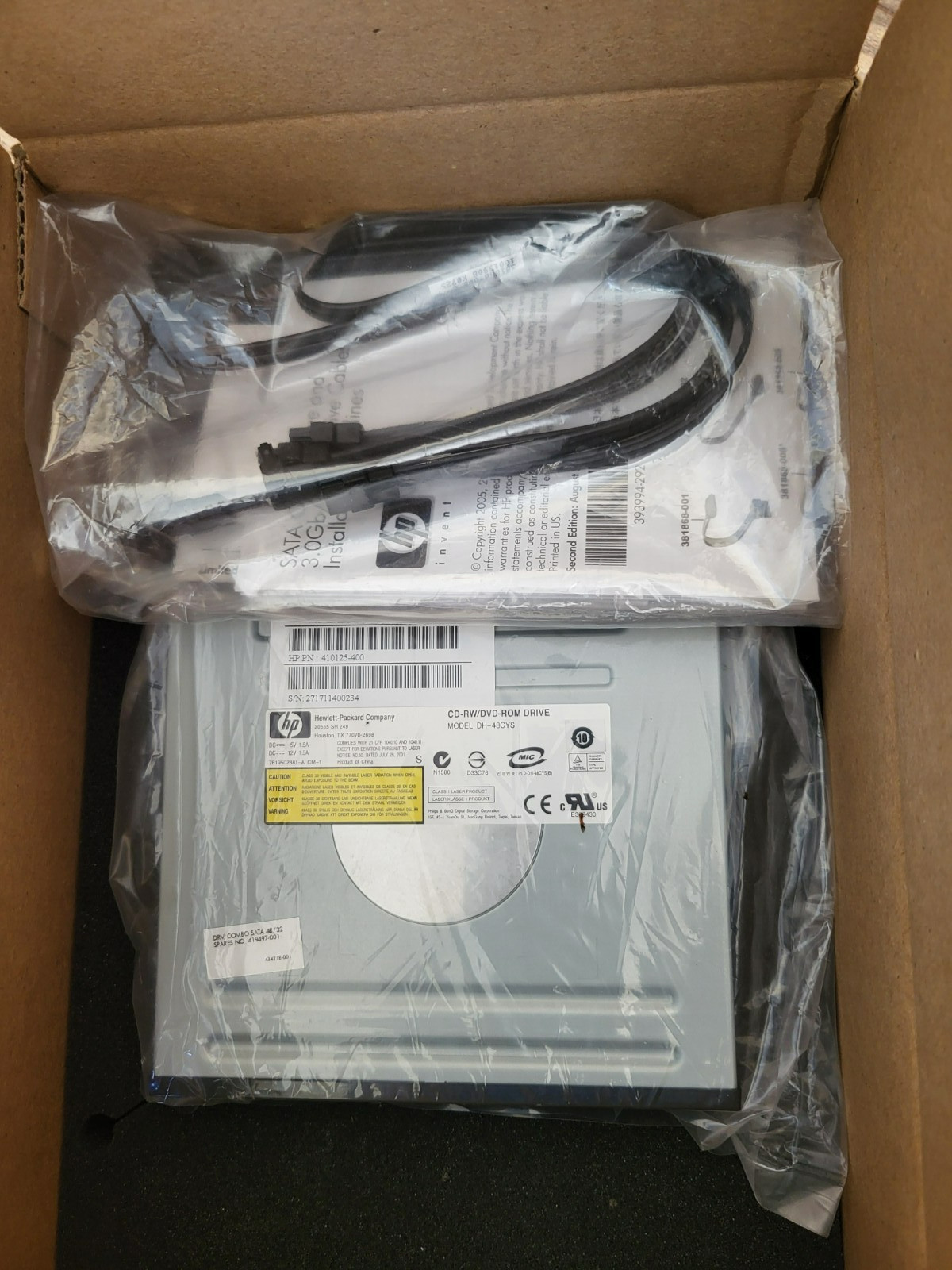 HP Hewlett Packard CD-RW/DVD-ROM Drive DH-48CYS-CT2 Desktop SATA Combo Black New