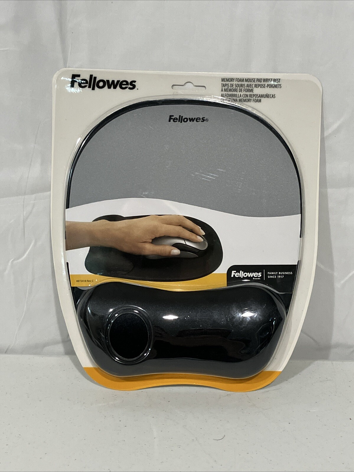 Fellowes Memory Foam Mouse Pad with Wrist Rest - Silver, Black Gaming Ergonomics