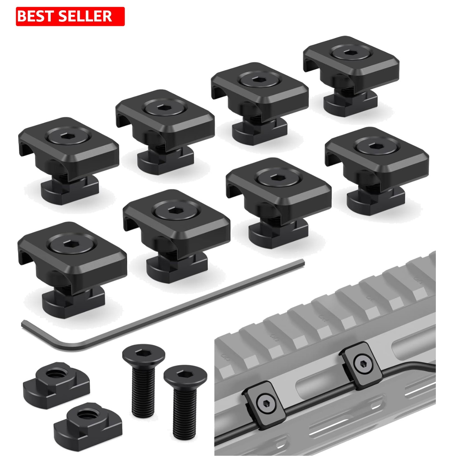 Pressure Switch Cable Management Guide Compatible M-LOK System Mount Clip Black