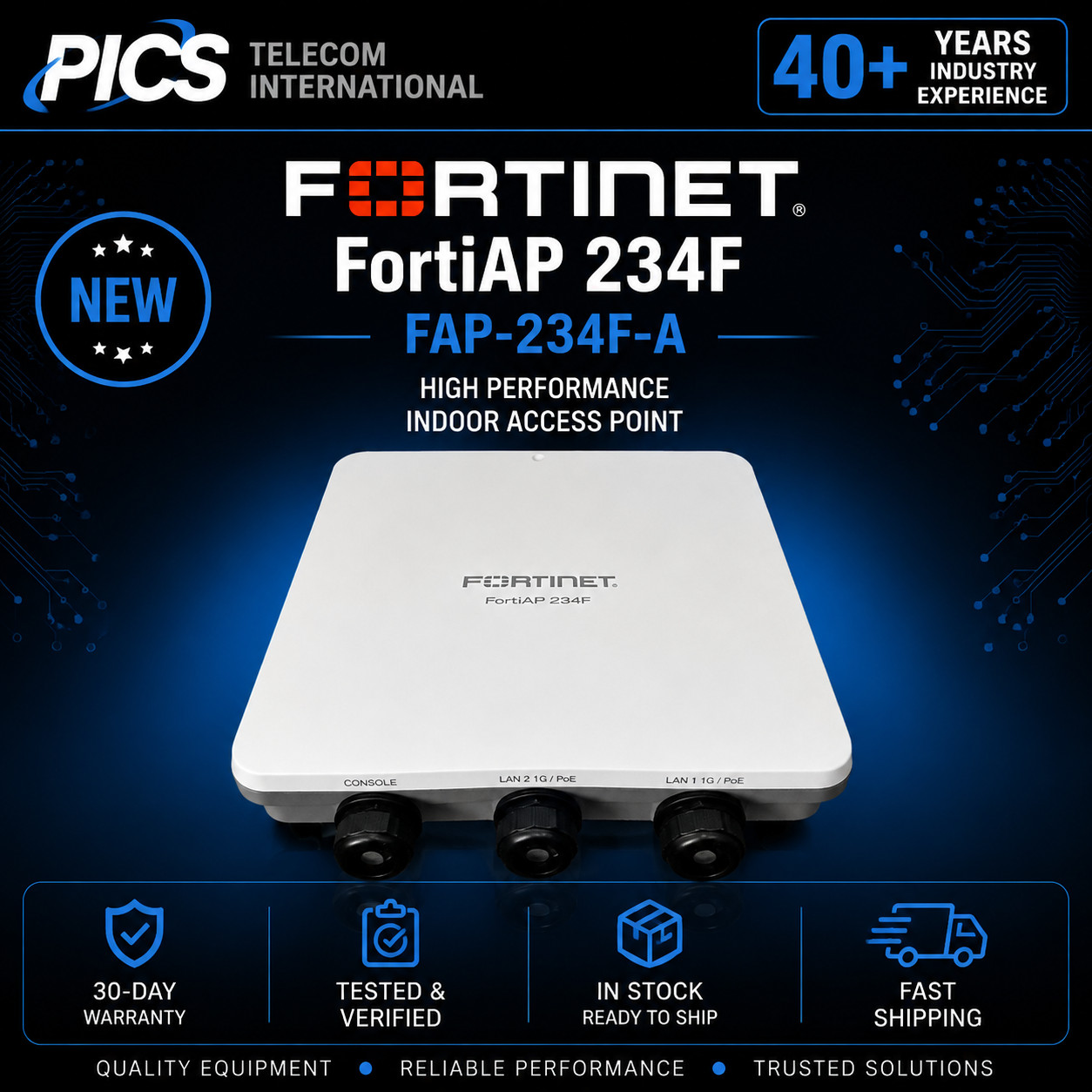 Fortinet FortiAP 234F 2x2 Wi-Fi 6 802.11ax Access Point (FAP-234F-A) 