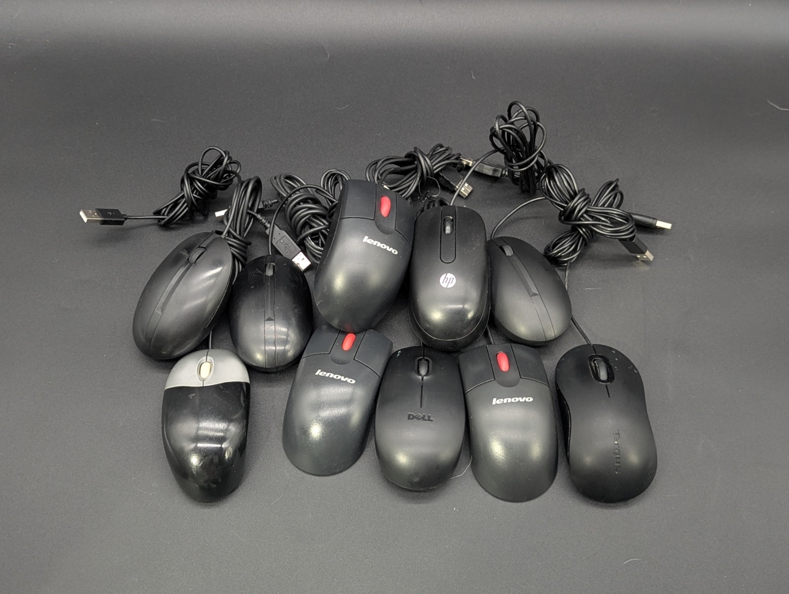 Mixed Lot of 10 USB Optical Mouse w/ Scroll Wheel 