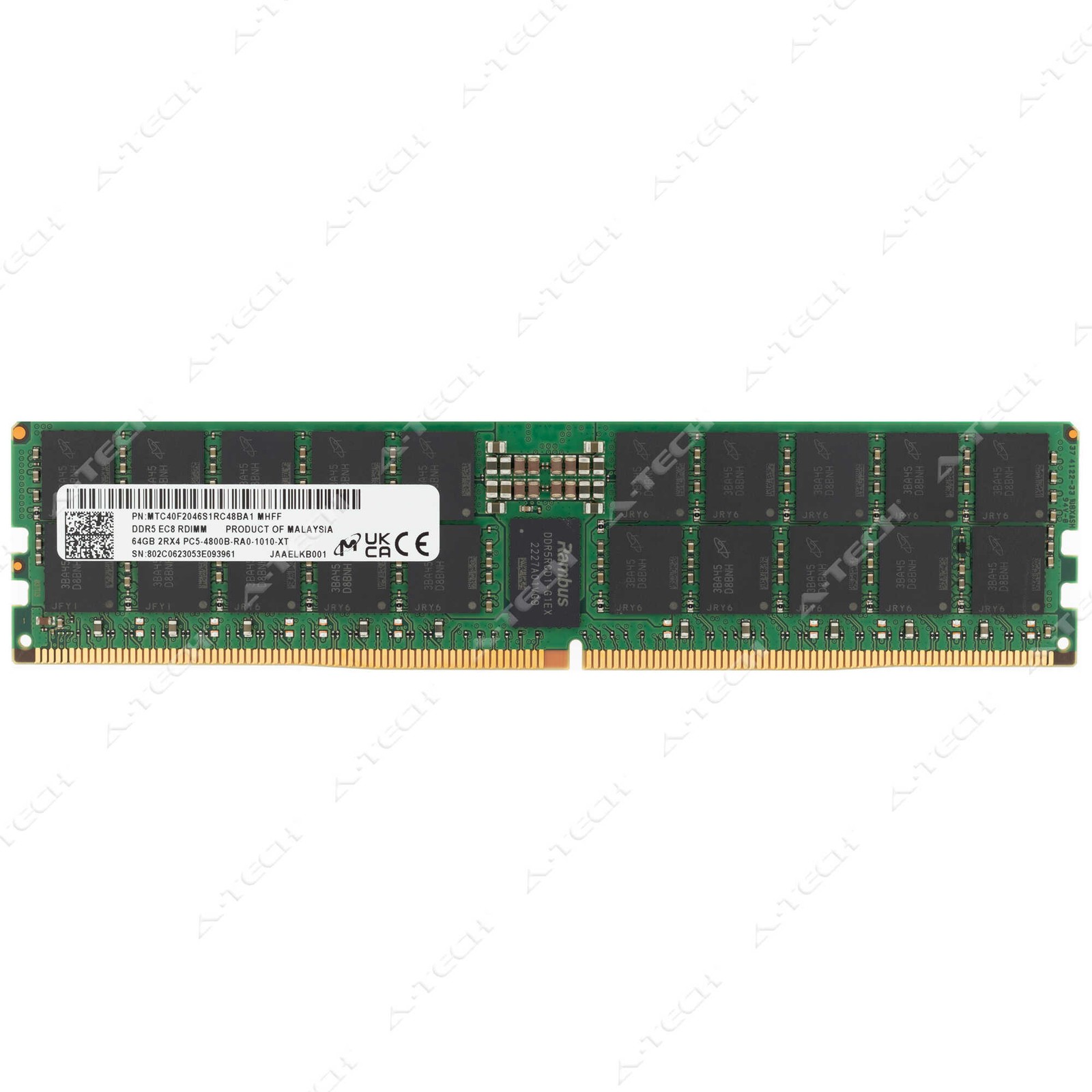 Micron 64GB DDR5-4800 PC5-38400 EC8 RDIMM Server Memory RAM MTC40F2046S1RC48BA1