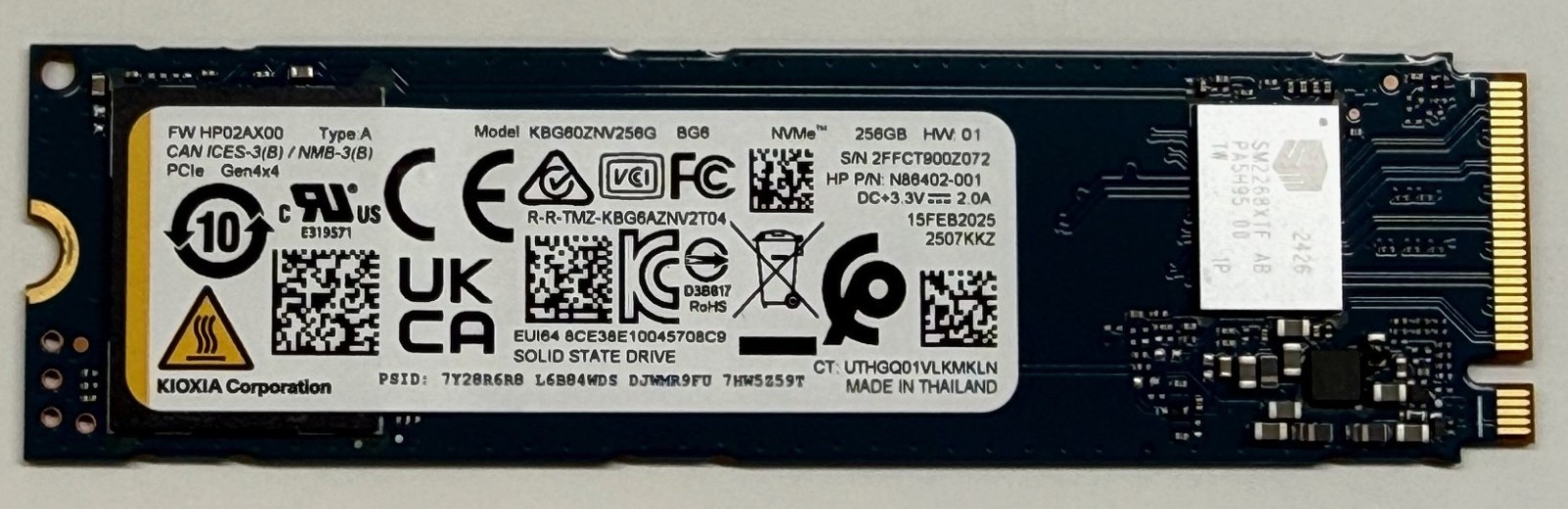 KIOXIA 256GB SSD BG6 M.2 2280 NVMe PCIe Gen4 x4 KBG60ZNV256G