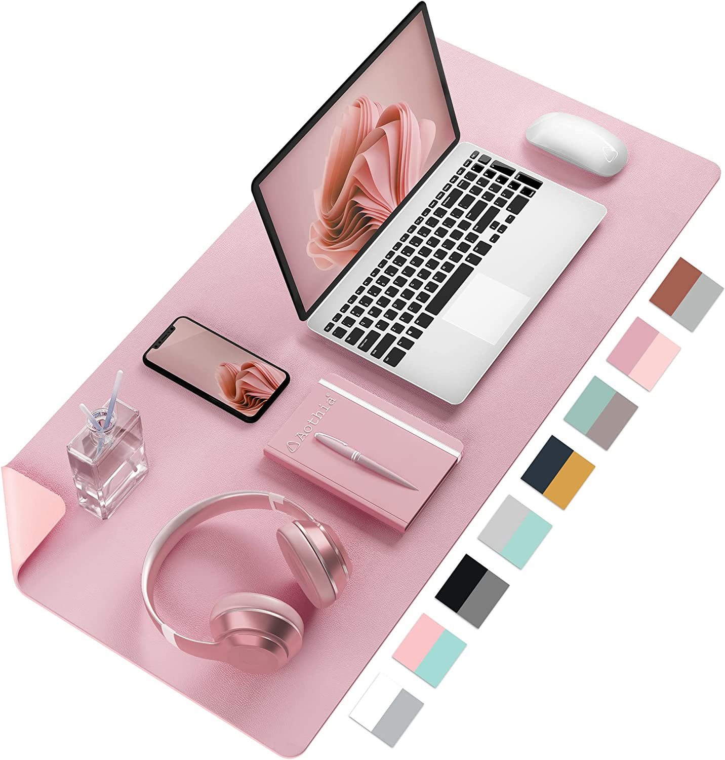 Aothia Double-Sided PU Leather Desk Pad - Non-Slip Large Mouse Pad & Desk Mat fo