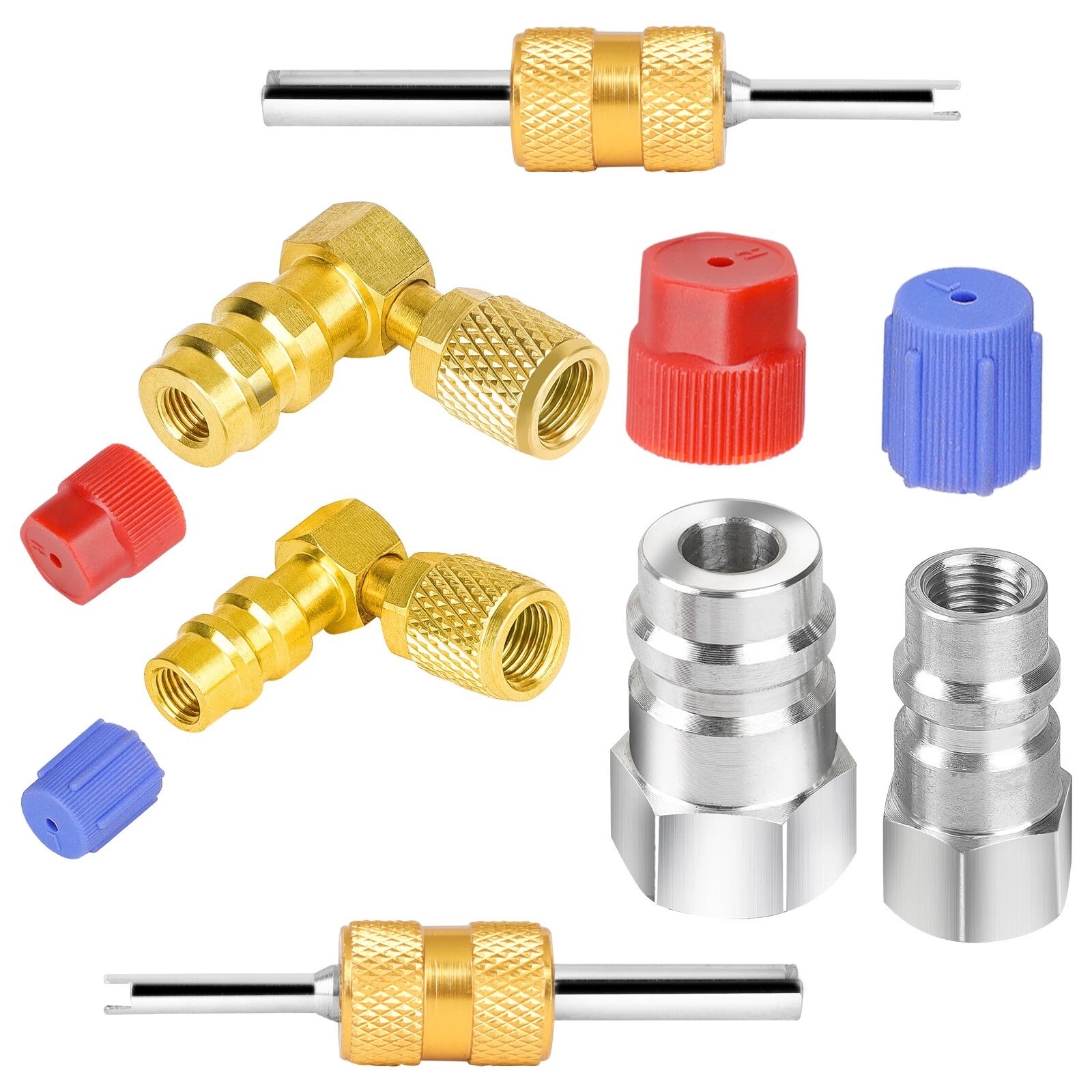 R12 to R134A AC Fitting Conversion Adapter High/Low Pressure Valve Core Remover