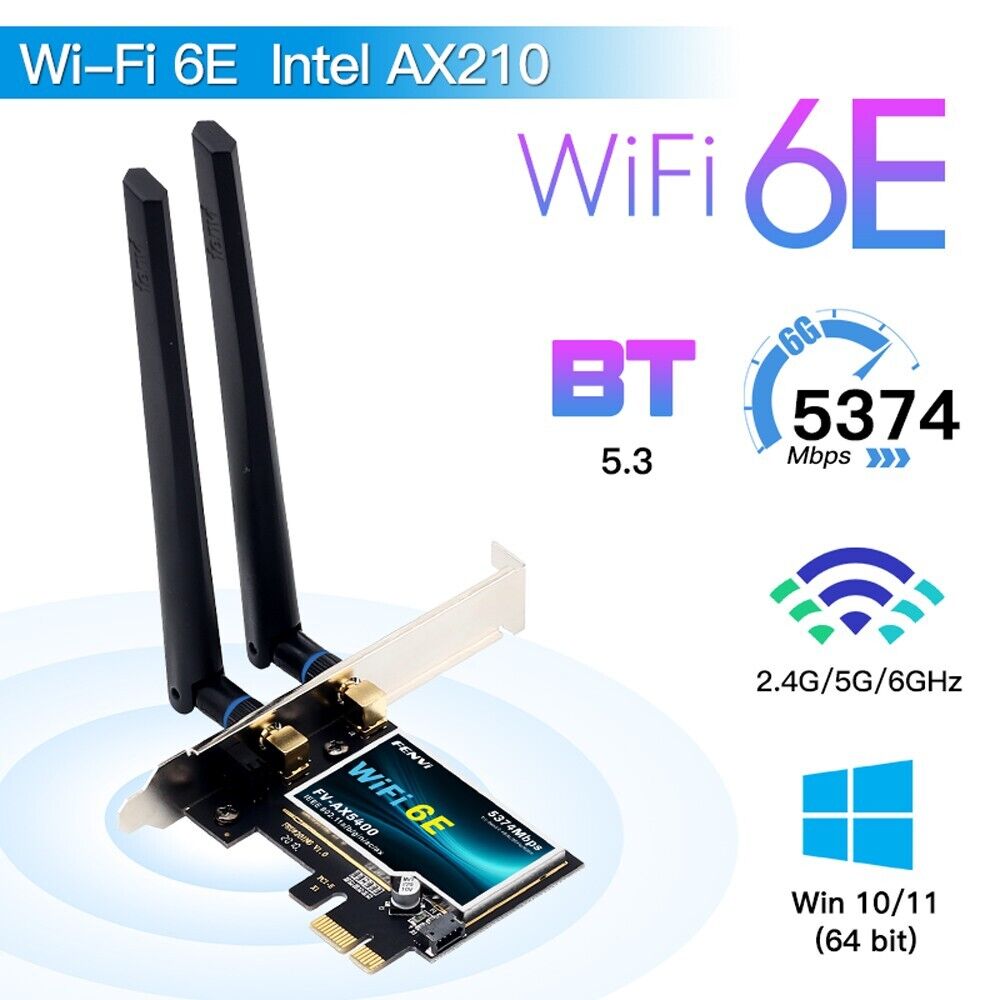 Intel AX210NGW PCI-E WiFi 6E Card Tri Band BT 5.3 Network Adapter for Desktop PC