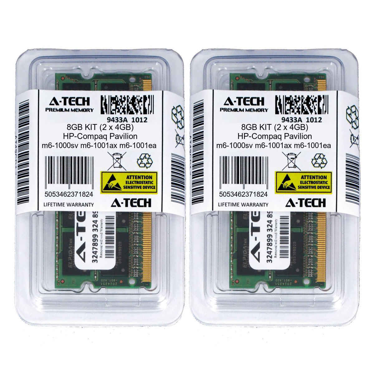 8GB KIT 2 x 4GB HP Compaq Pavilion m6-1000sv m6-1001ax m6-1001ea Ram Memory