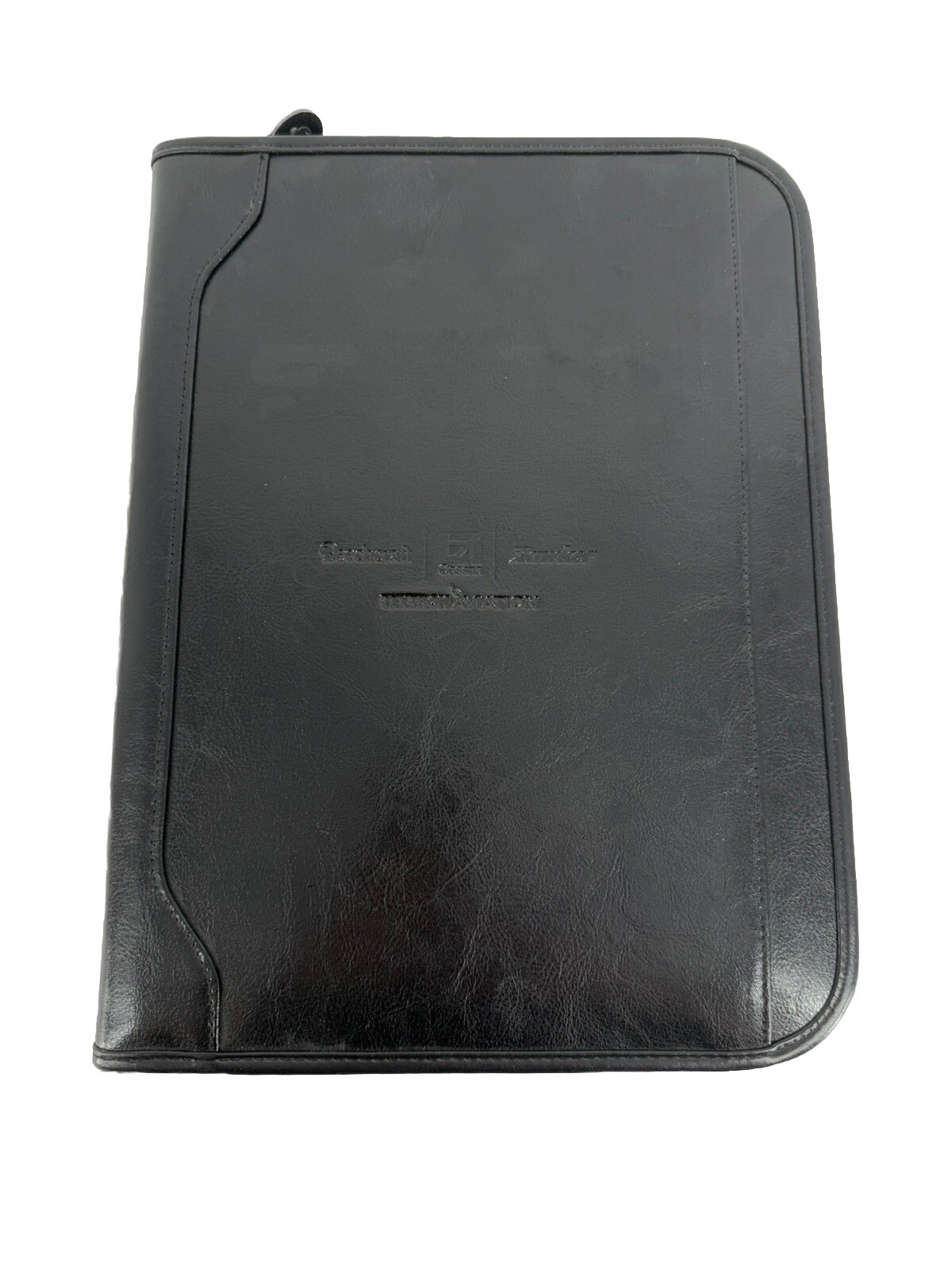 Genuine Leather Zip Around Portfolio Tablet Holder Pen Pocket Note Pad 14” x 10"