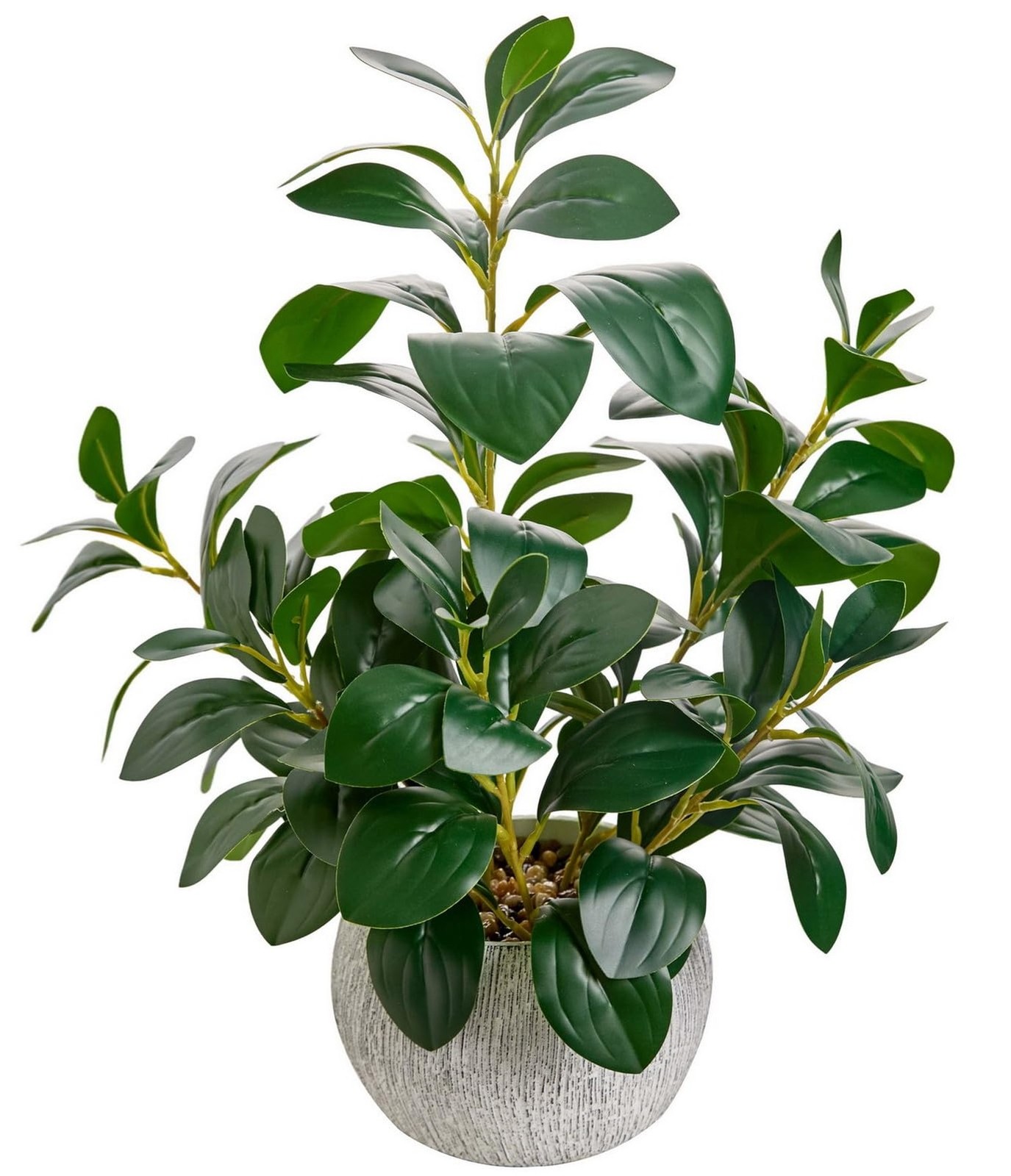 AlphaAcc 17.8 Inch Artificial Ficus Plant Potted Faux Greenery in Gray Round ...