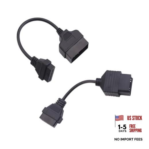 2pcs OBD1 to OBD2 Diagnostic Tool Adapter Connector Cable 22 Pin to 16 Pin
