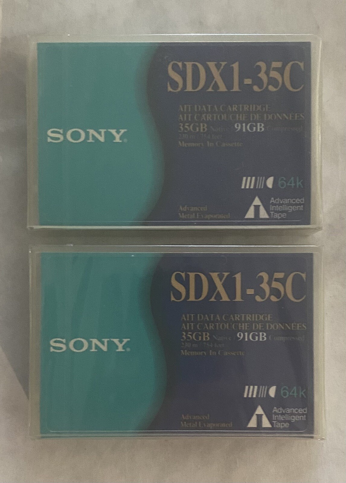 NEW - SONY, AIT-1 SDX1-35C Data Tape Media SDX1-35C  91GB Lot (2)