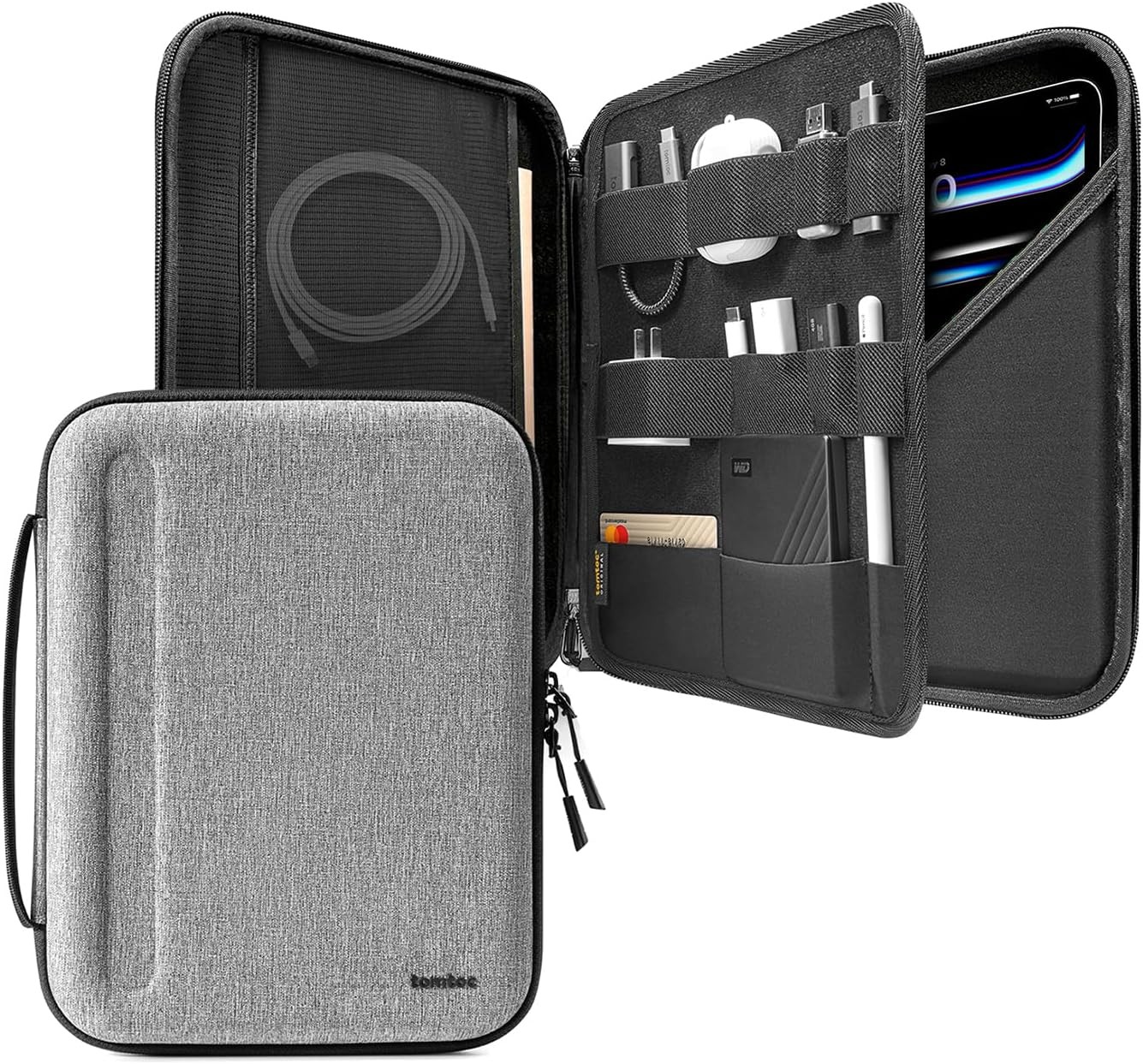 tomtoc Portfolio Case for 13 Inch iPad Pro M4 2024 & Air M2, Gray 