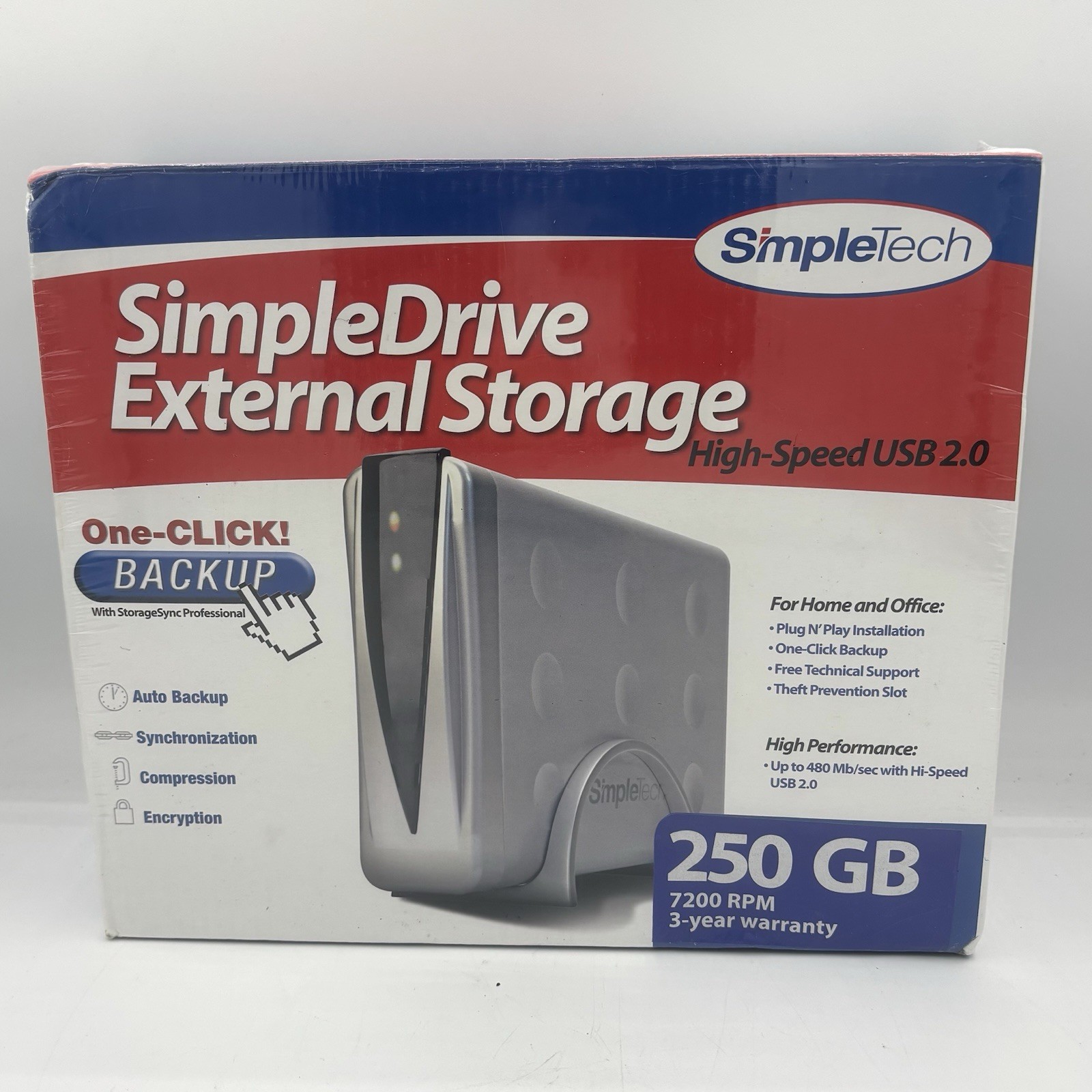 SimpleTech STI-USB235/250 SimpleDrive External Storage 250GB USB 2.0 3.5” - NEW