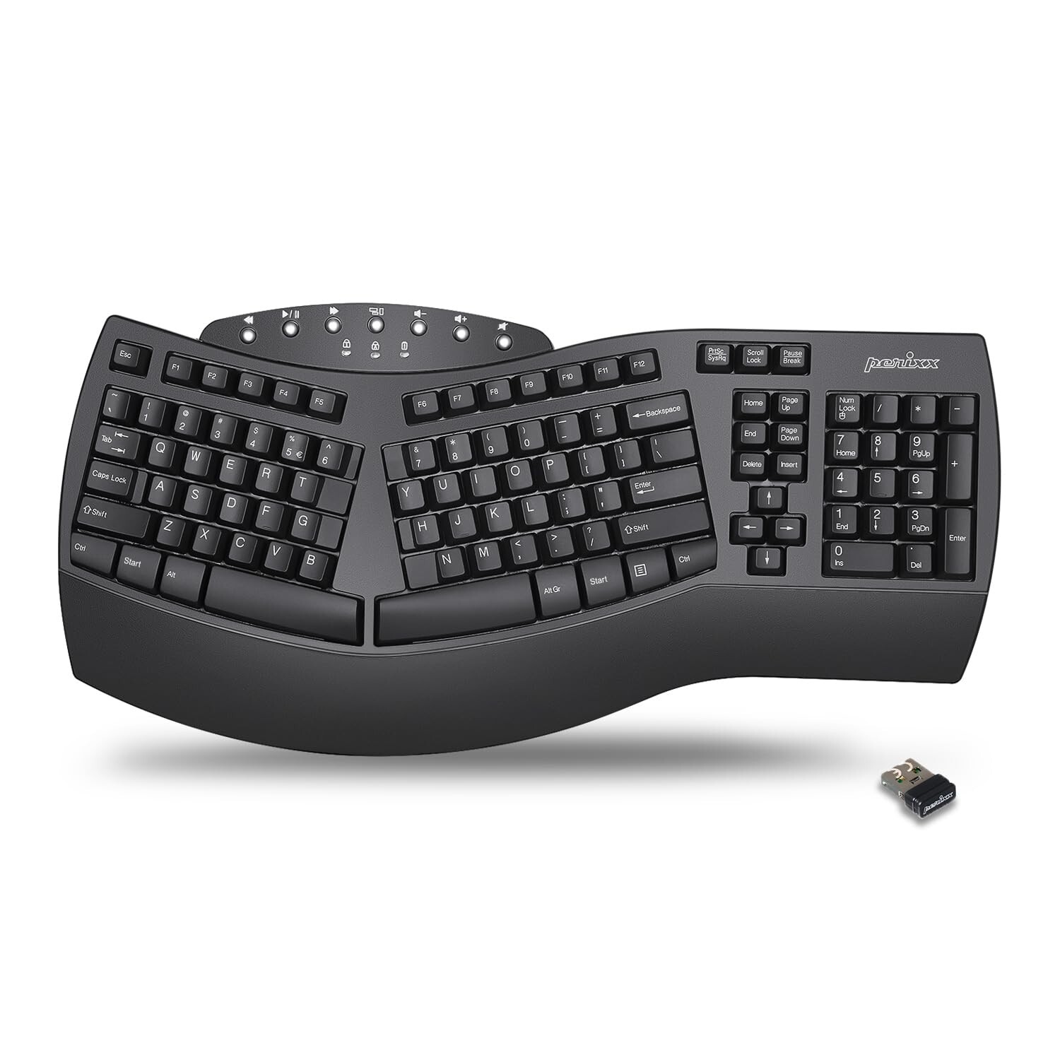 Perixx Periboard-612B Wireless Ergonomic Split Keyboard with Dual Mode 2.4G a...