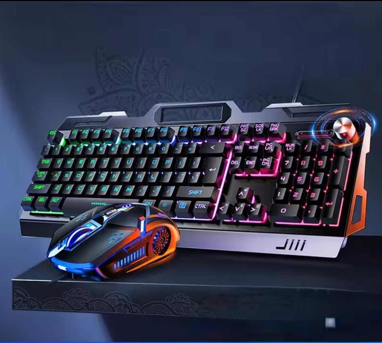 Mechanical Keyboard-Mouse-Large Desk mat combo with  RGB Lights-Wired -104 keys