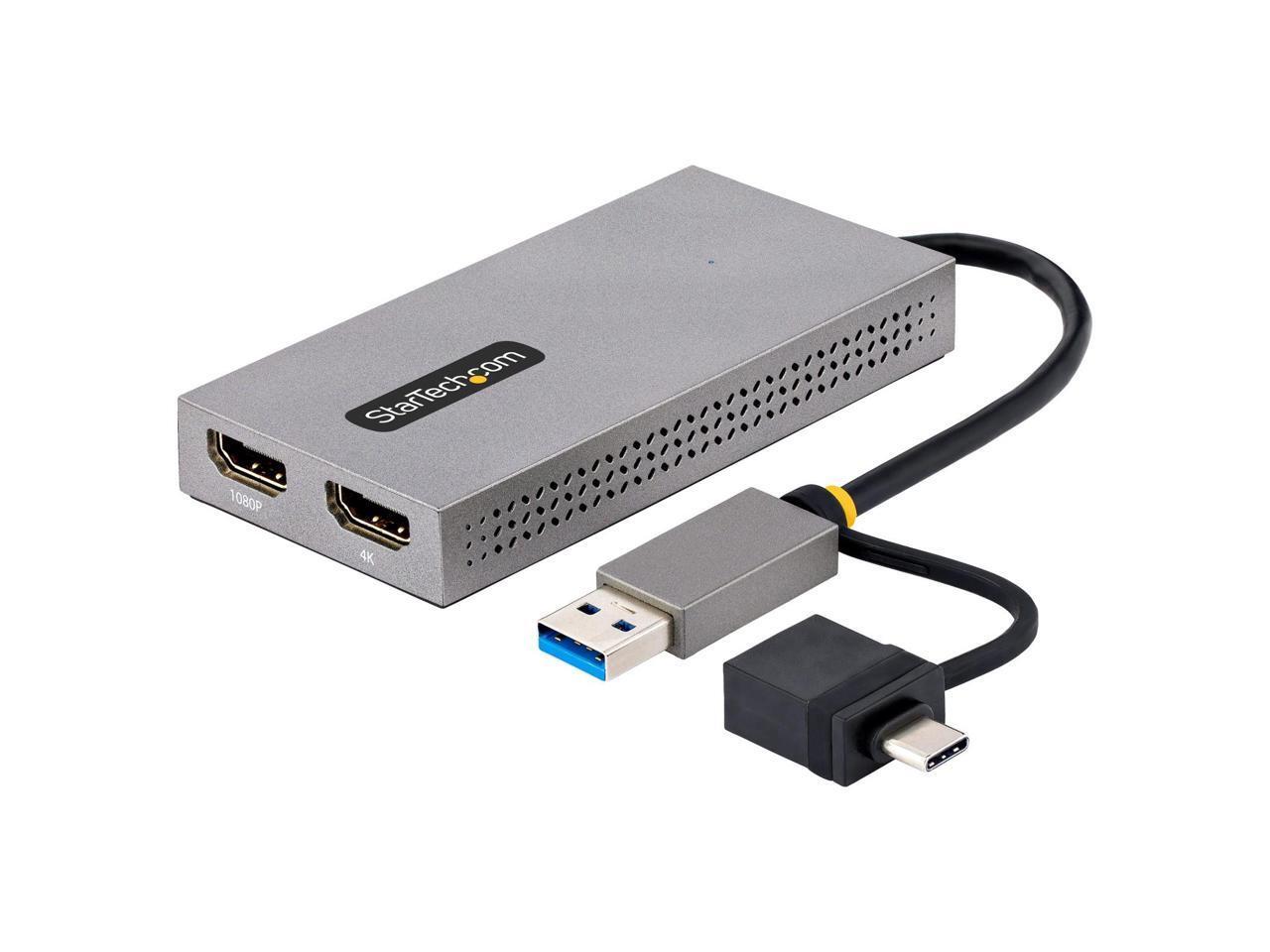 StarTech.com USB to Dual HDMI Adapter, USB A/C to 2x HDMI Displays (1x 4K30Hz, 1