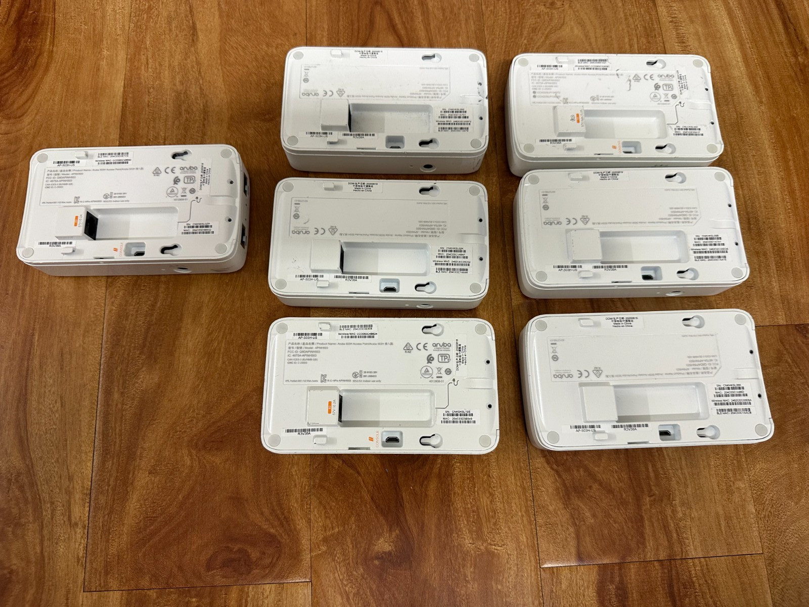 Lot Of (7) HPE Aruba R3V38A Wireless Access Point, White, WI-FI 6, AP-503H