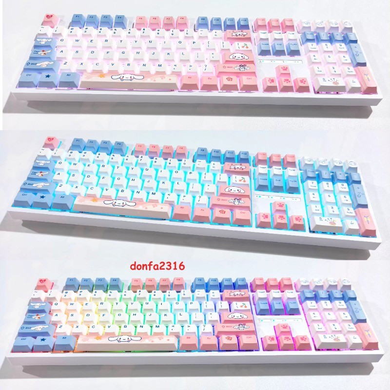 Cinnamoroll Rgb Bluetooth Wireless Mechanical Keyboard 108keys Tri-mode Gift