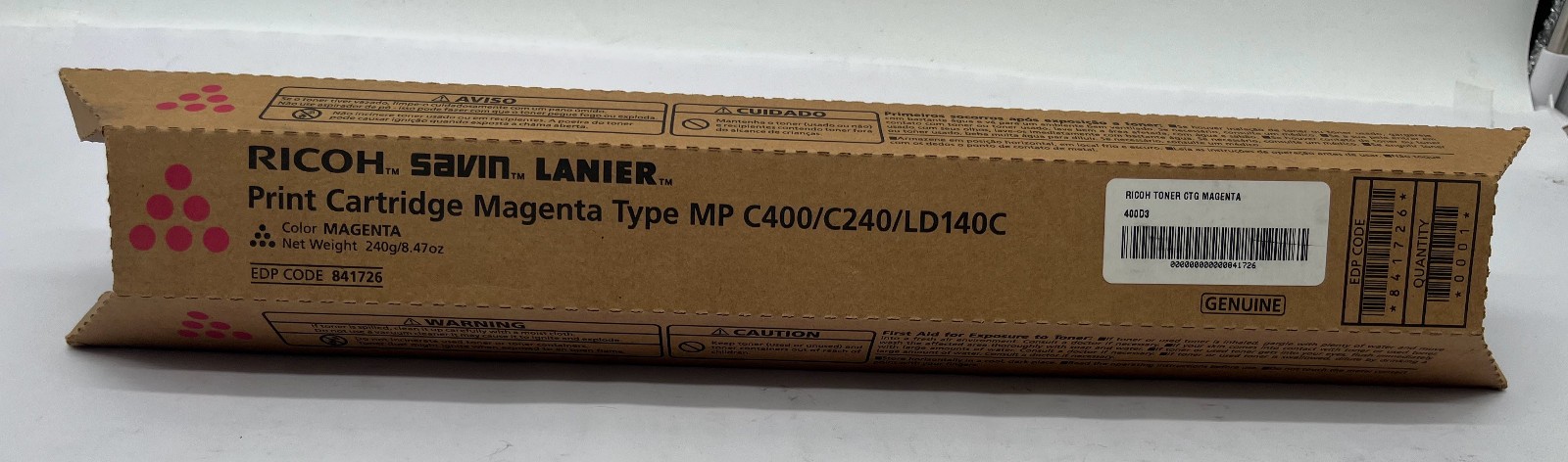 Genuine Ricoh 841726 (842475) Magenta Toner Cartridge, OEM