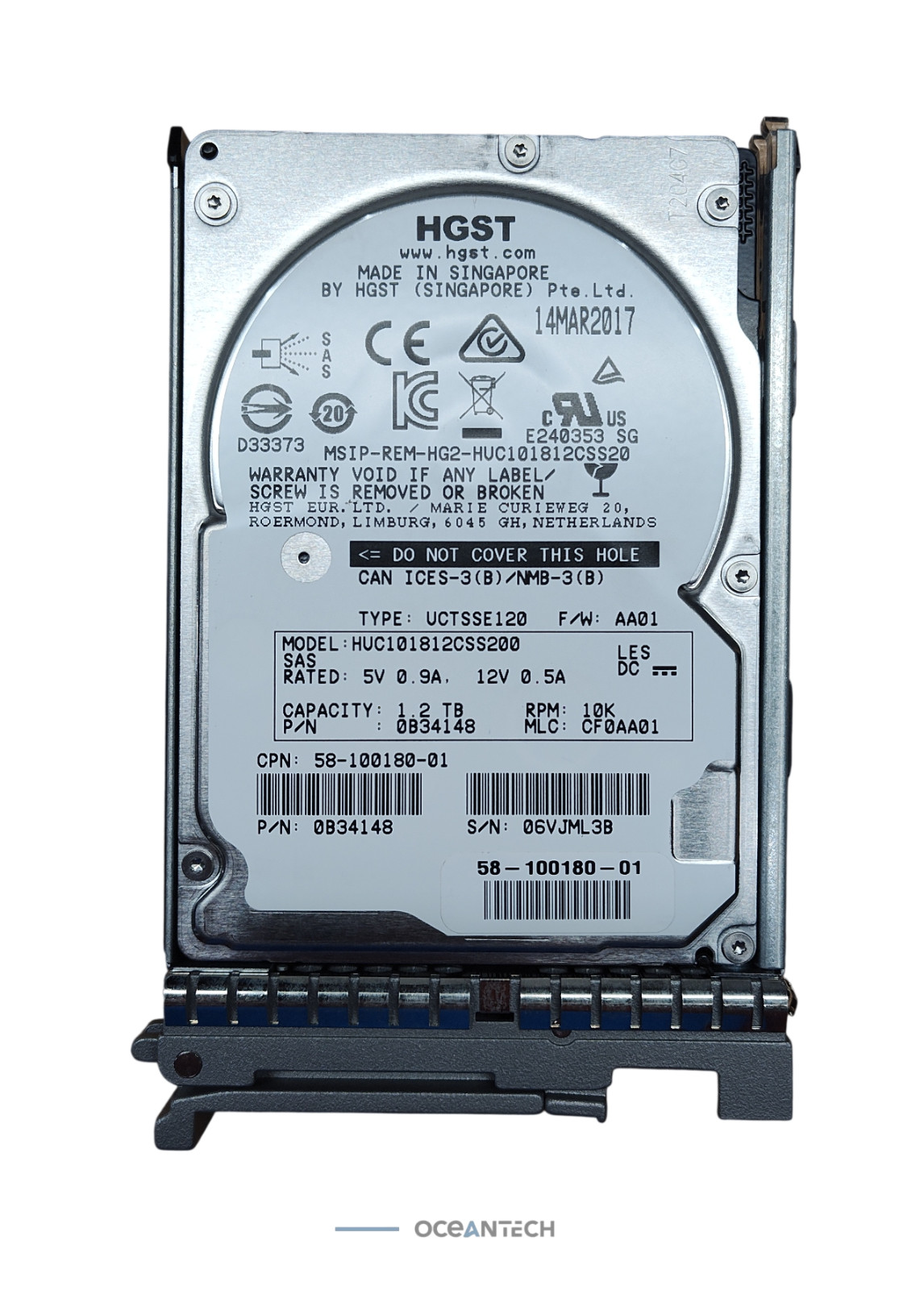 HGST HUC101812CSS200 1.2TB 2.5" 12Gb/s 10K RPM SAS Hard Drive 0B34148
