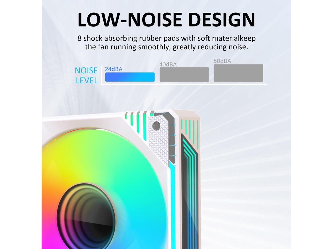 120mm White Infinity Mirror ARGB Case Fans 5V 3Pin Addressable RGB PANO-MOUNTS