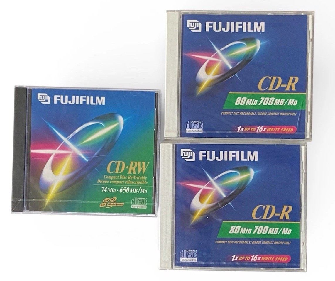 Fuji FUJIFILM CD-R 80 Min 700MB & CD-RW 74 Min. 650 MB FACTORY SEALED Lot
