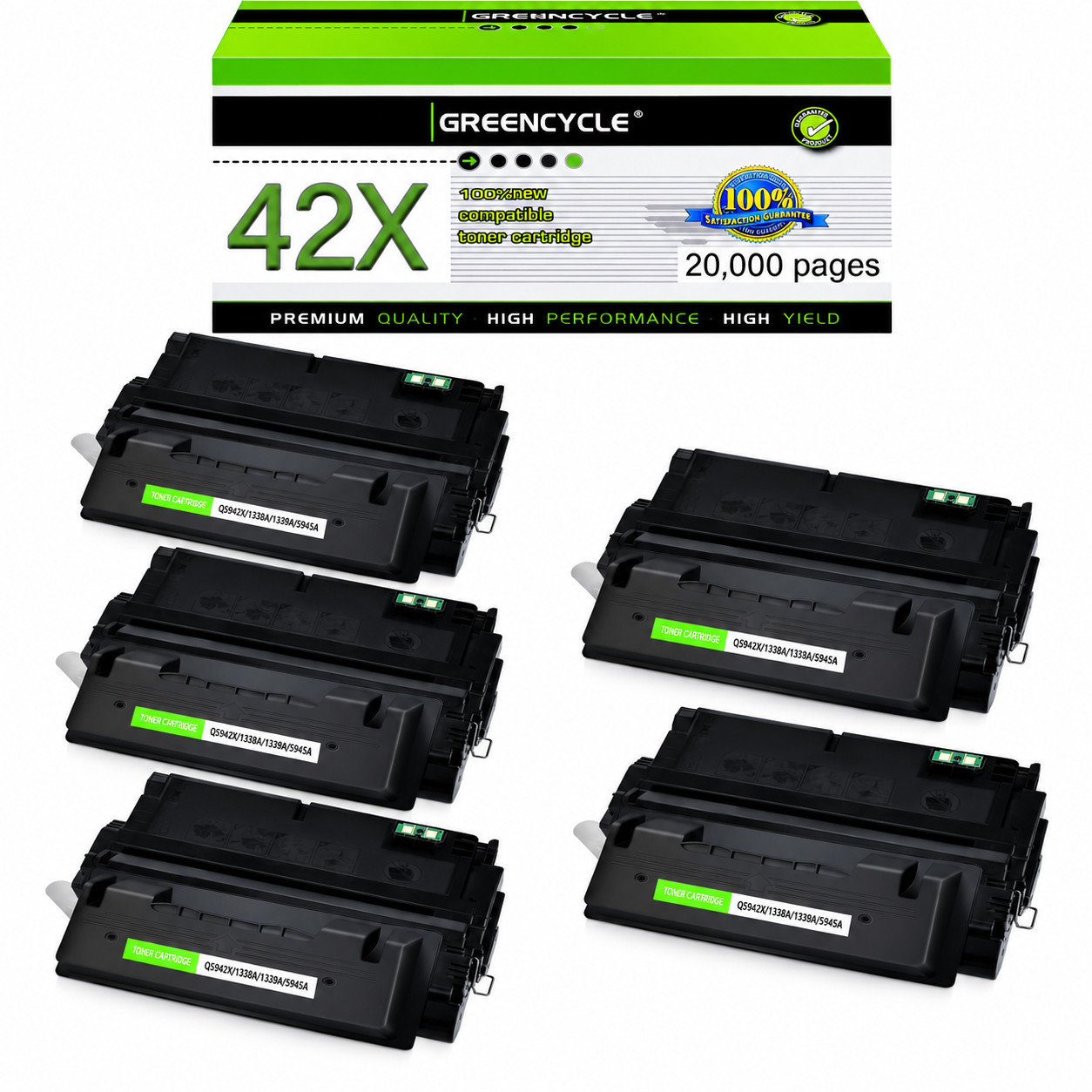 5PK Toner Compatible with HP Q5942X 42X LaserJet 4250n 4350tn 4200dtns 4300dtnsl