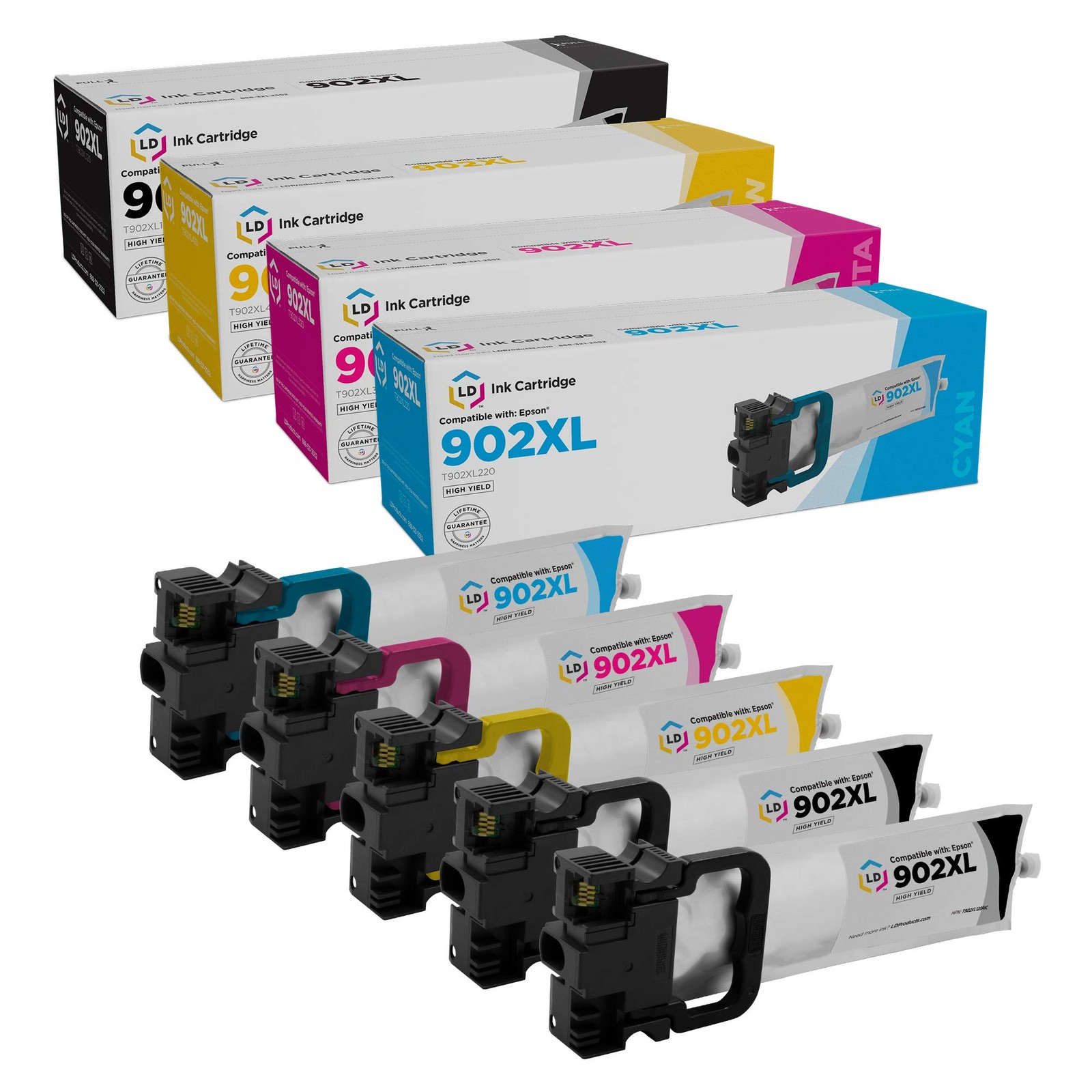 LD Replacement for Ink for Epson 902XL High Capacity (2 Blk, 1 C, 1 M, 1 Y 5-Pk)