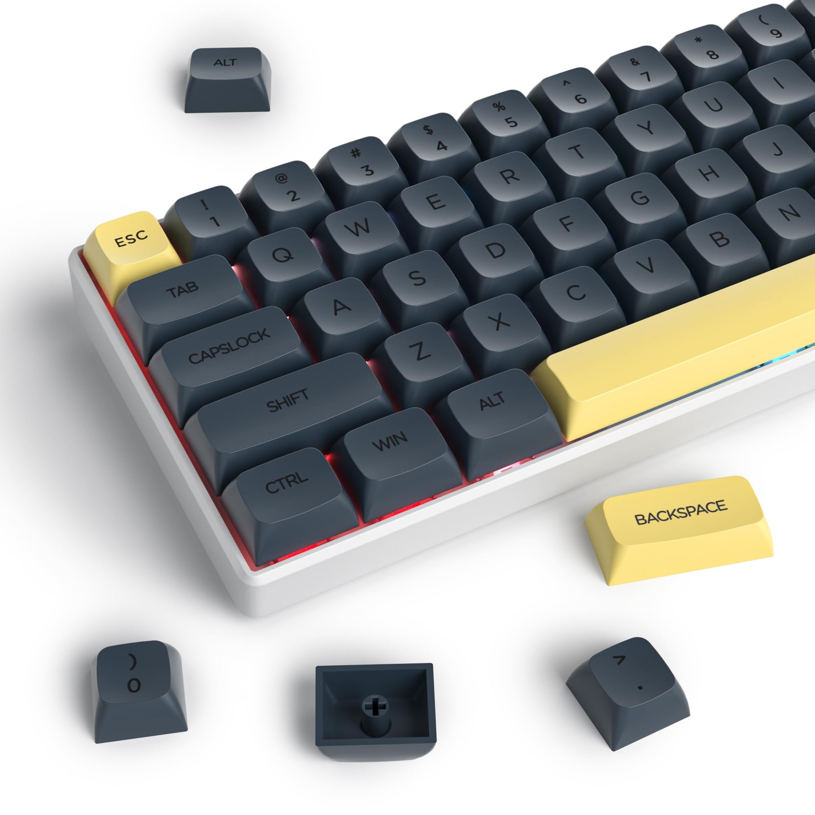 142Key Black Gentleman XDA Profile PBT Custom Keycaps Mechanical Keyboard PC
