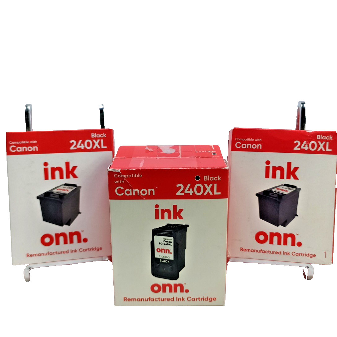 onn. Canon PG-240XL Black Ink Cartridge Lot of 3 2 Sealed 1 Open Box 2022-2025