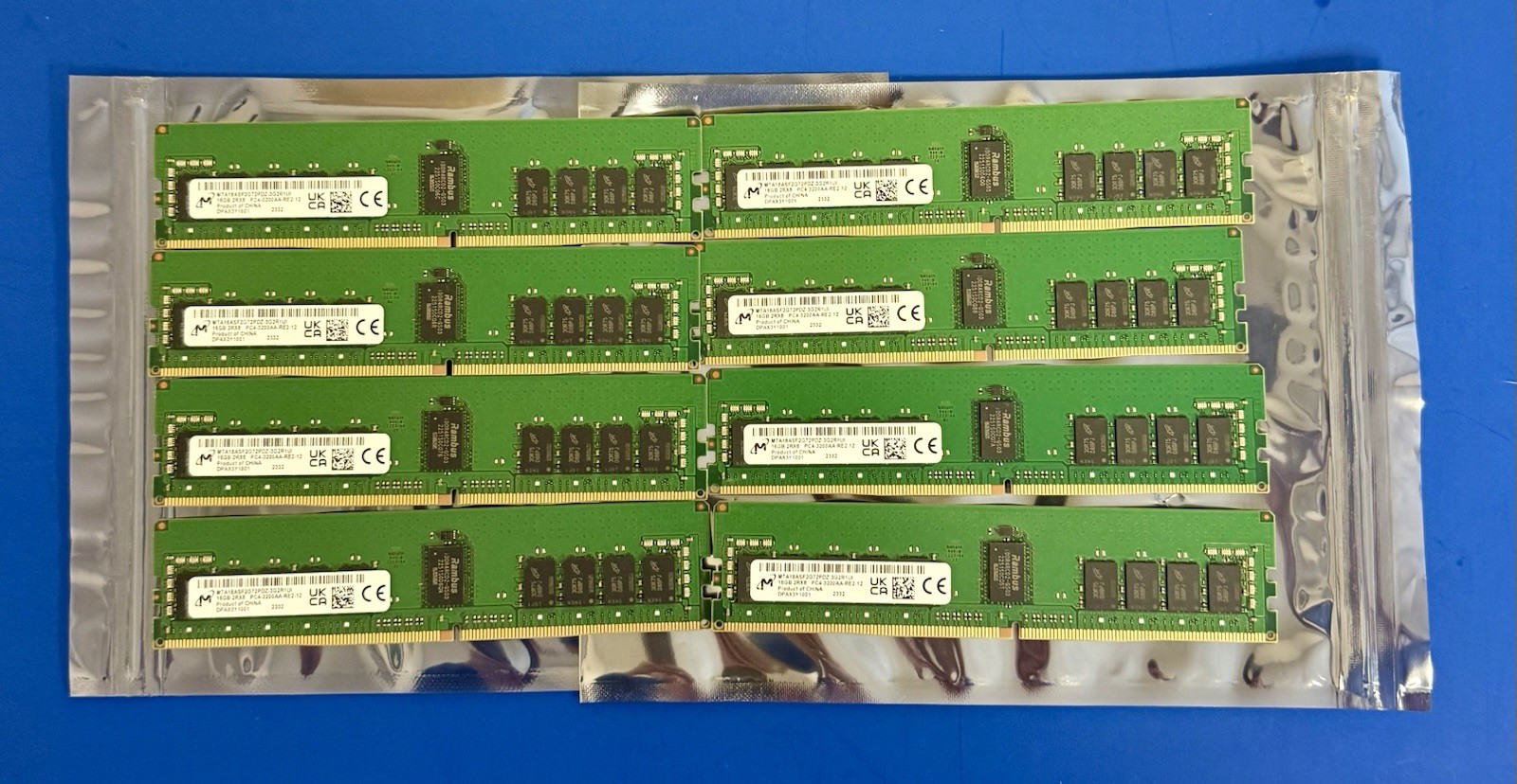 {8X} Micron 16GB DDR4 Server RAM MTA18ASF2G72PDZ-3G2R1UI PC4-3200AA ECC RDIMM