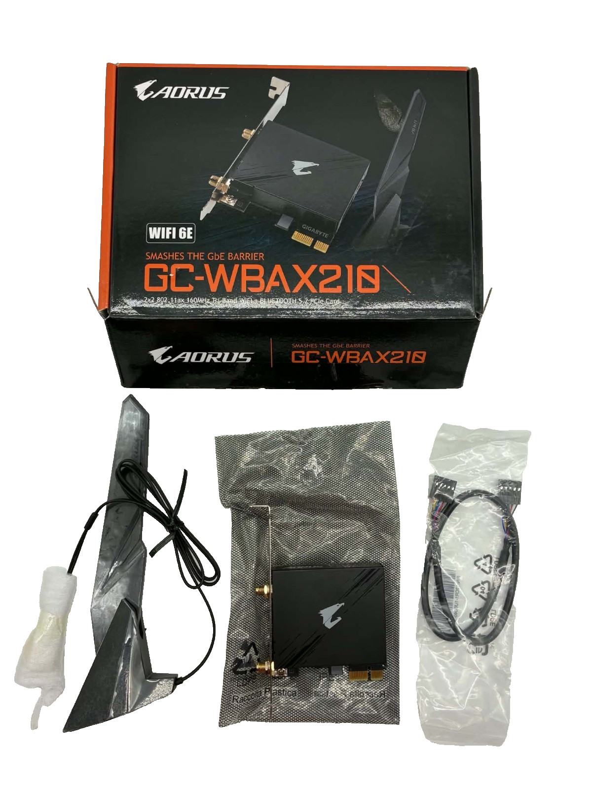 Gigabyte GC-WBAX210 WiFi 6E PCIe Expansion Card 802.11ax Tri-Band 2400 Mbps